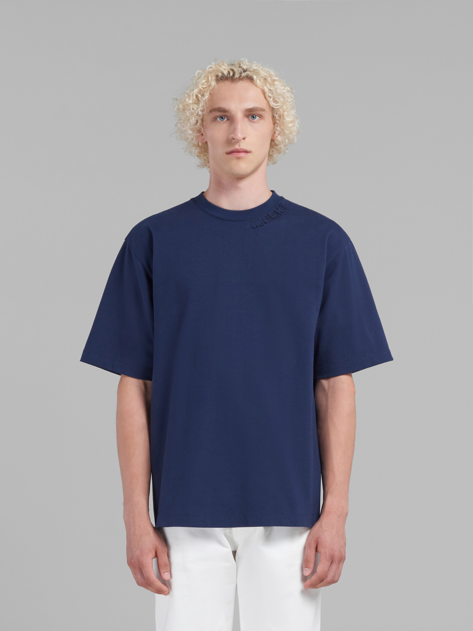 T-shirt over in cotone biologico blu con applicazioni Marni - T-shirt - Image 2