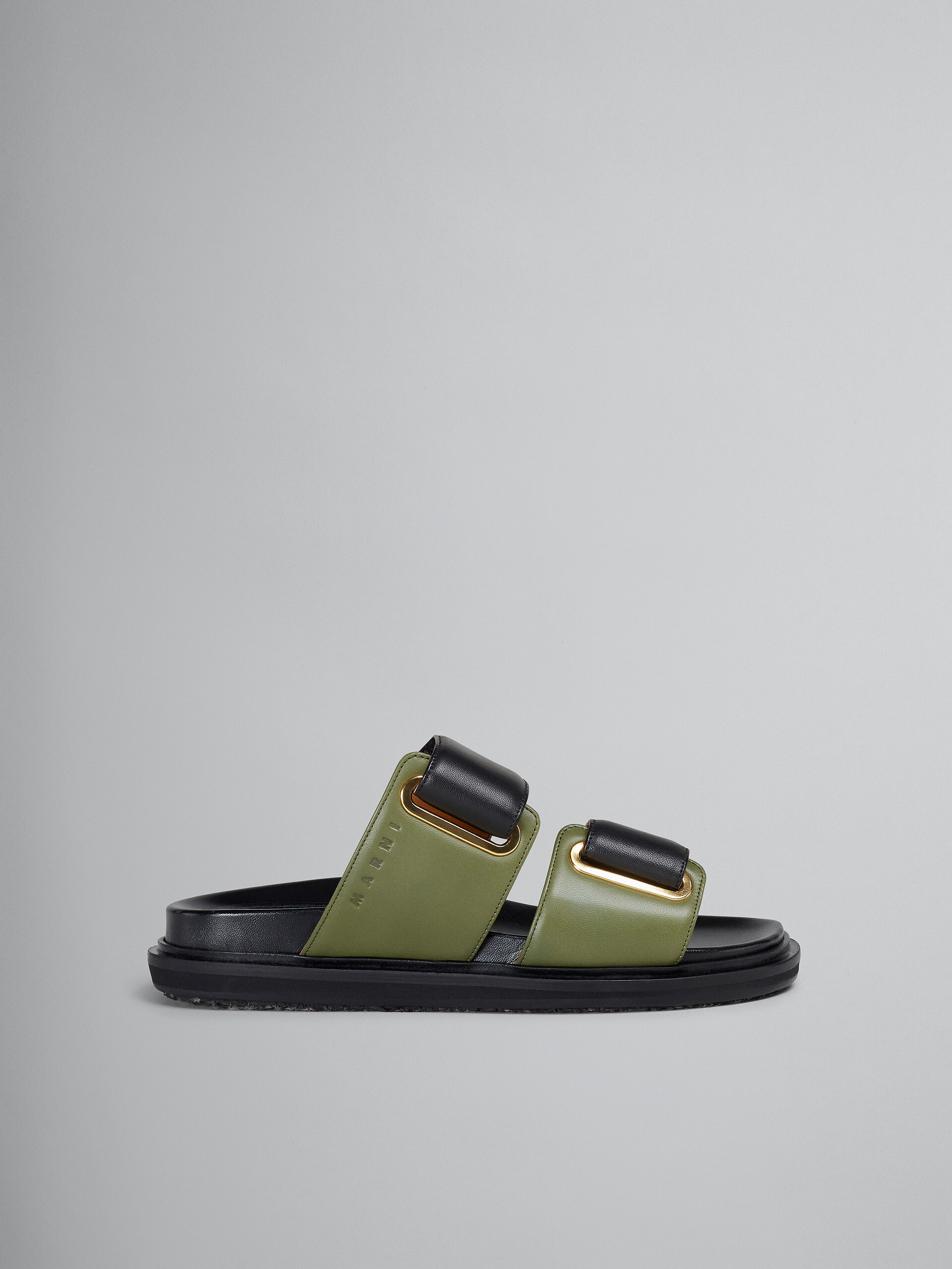 Black and green leather fussbett - Sandals - Image 1