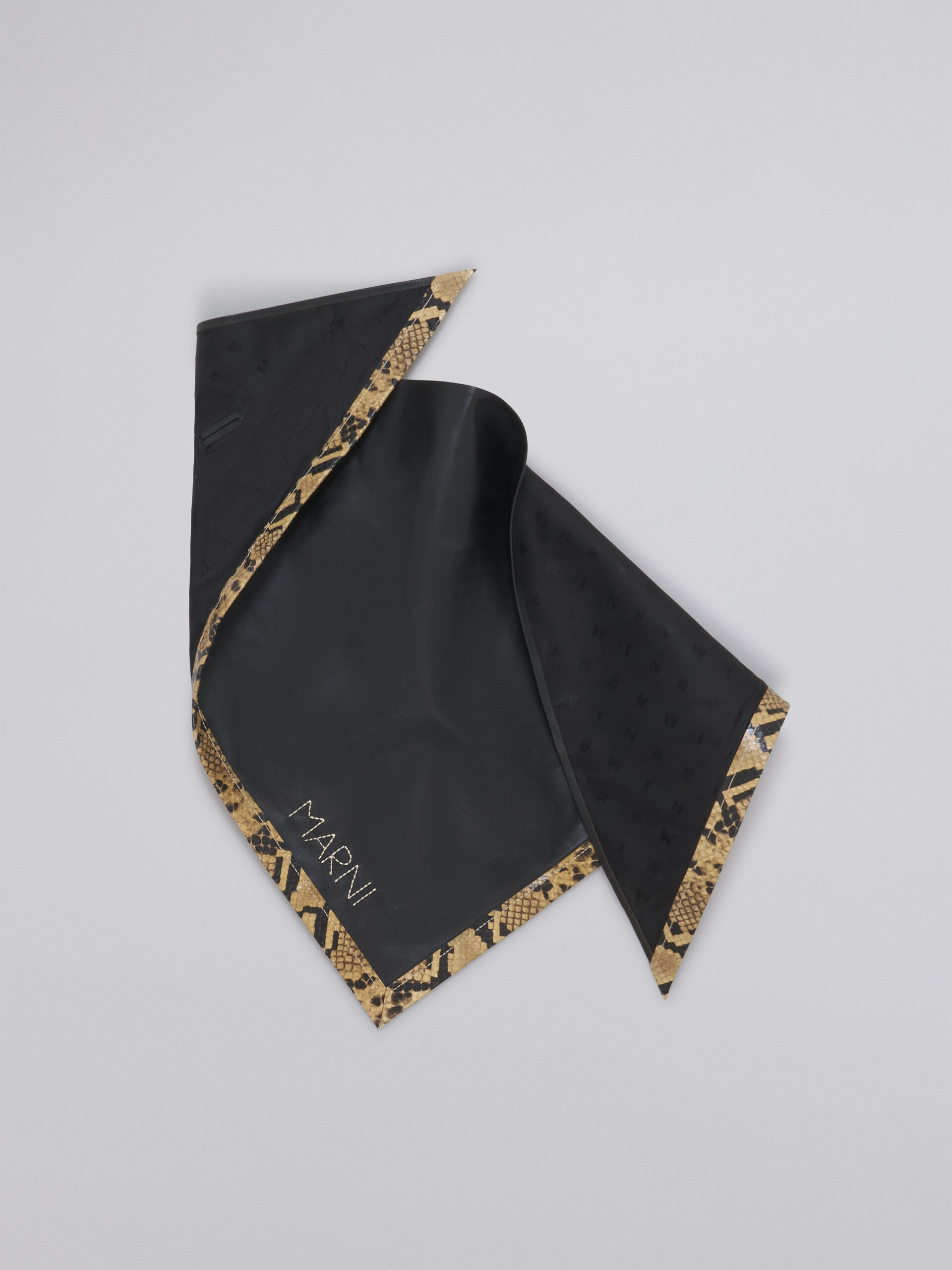 Black nappa triangular scarf with printed python finish - Other accessories - Image 1
