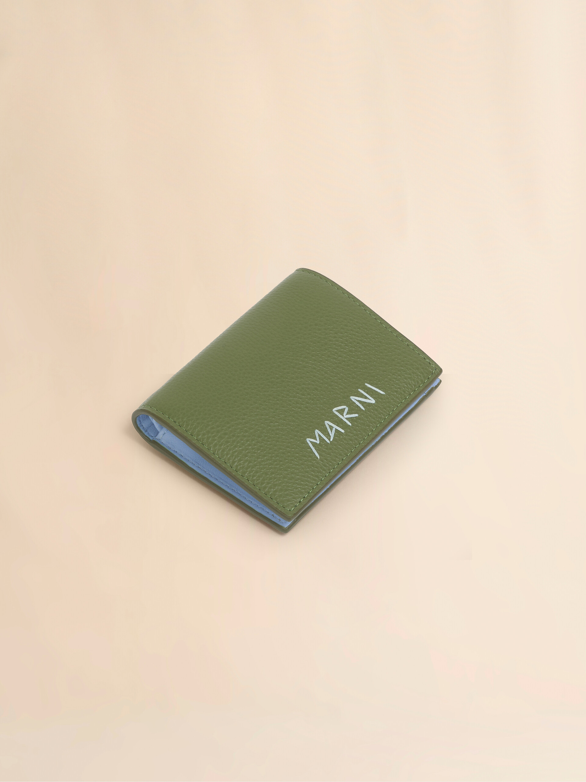 Brown leather bifold wallet with Marni Mending embroidery - Wallets - Image 5