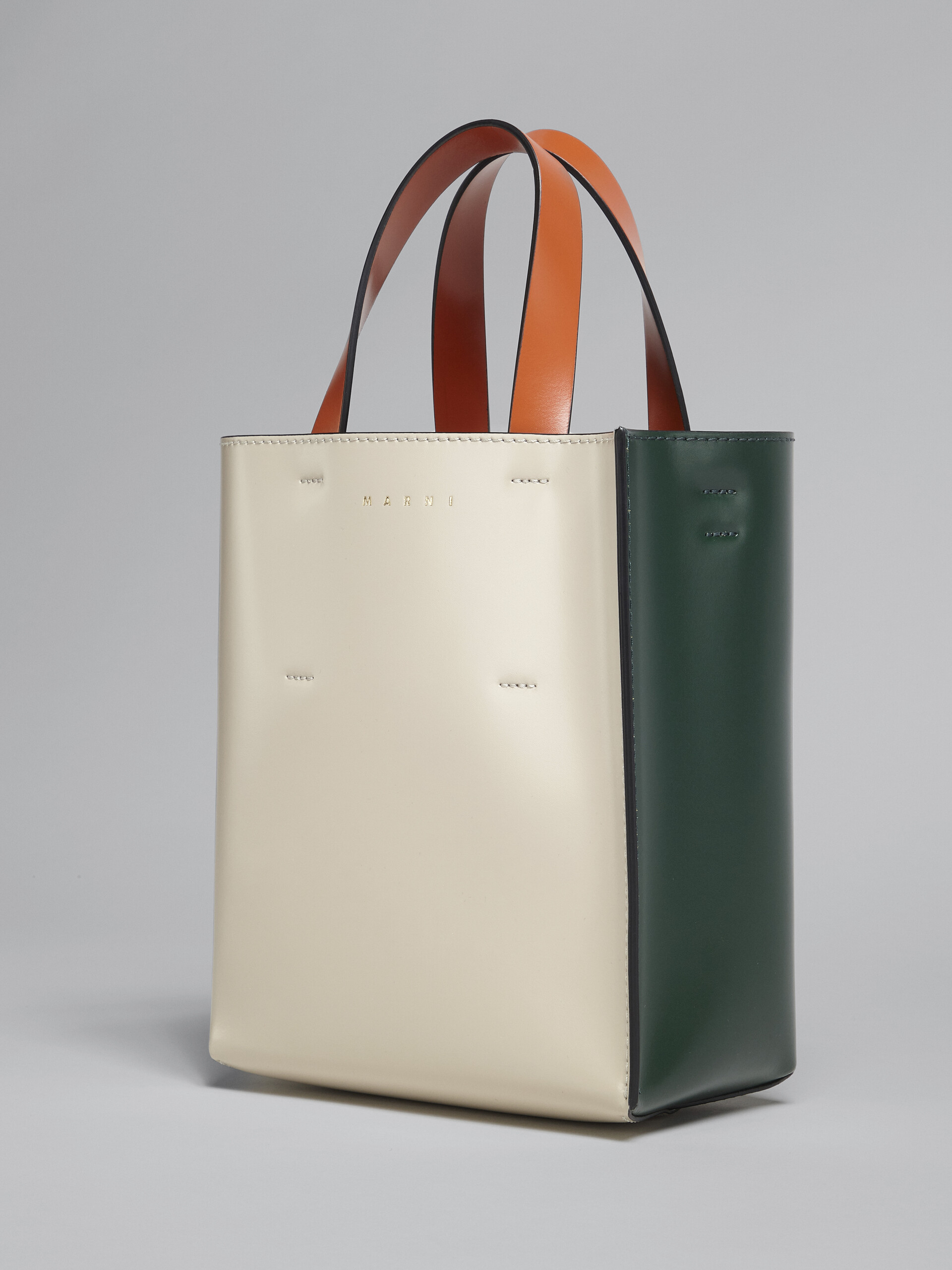 Bi-coloured MUSEO bag in shiny calfskin with shoulder strap