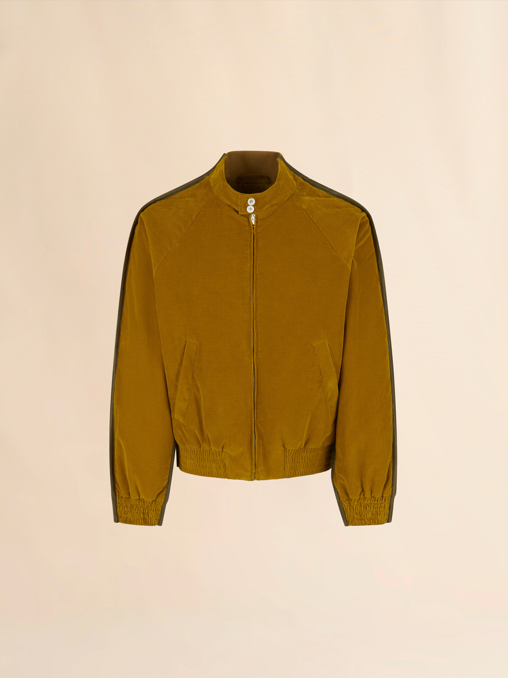 Mustard corduroy bomber with nylon back - Jackets - Image 1