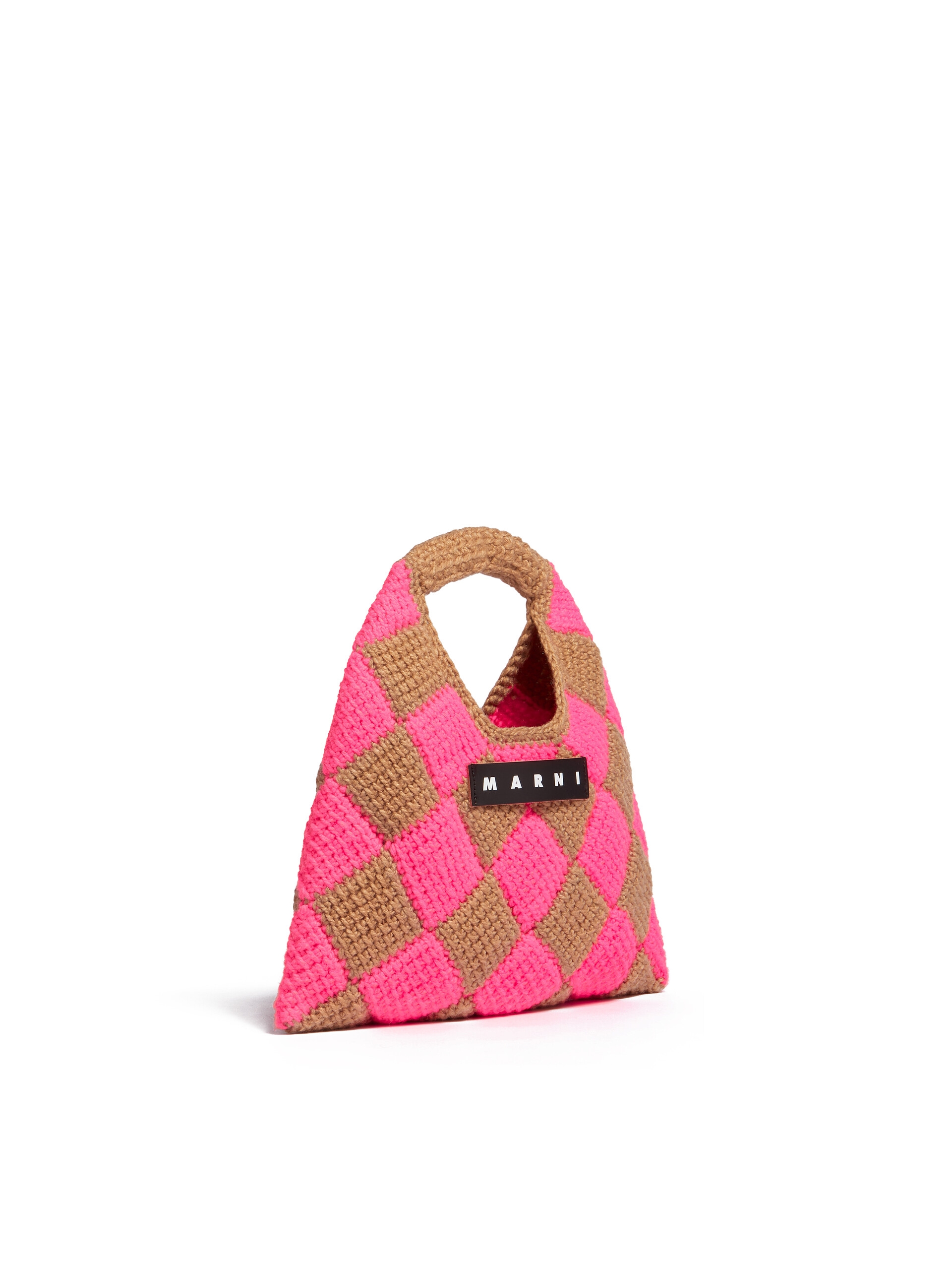 ピンク＆ブラウン MARNI MARKET DIAMOND テックウールバッグ