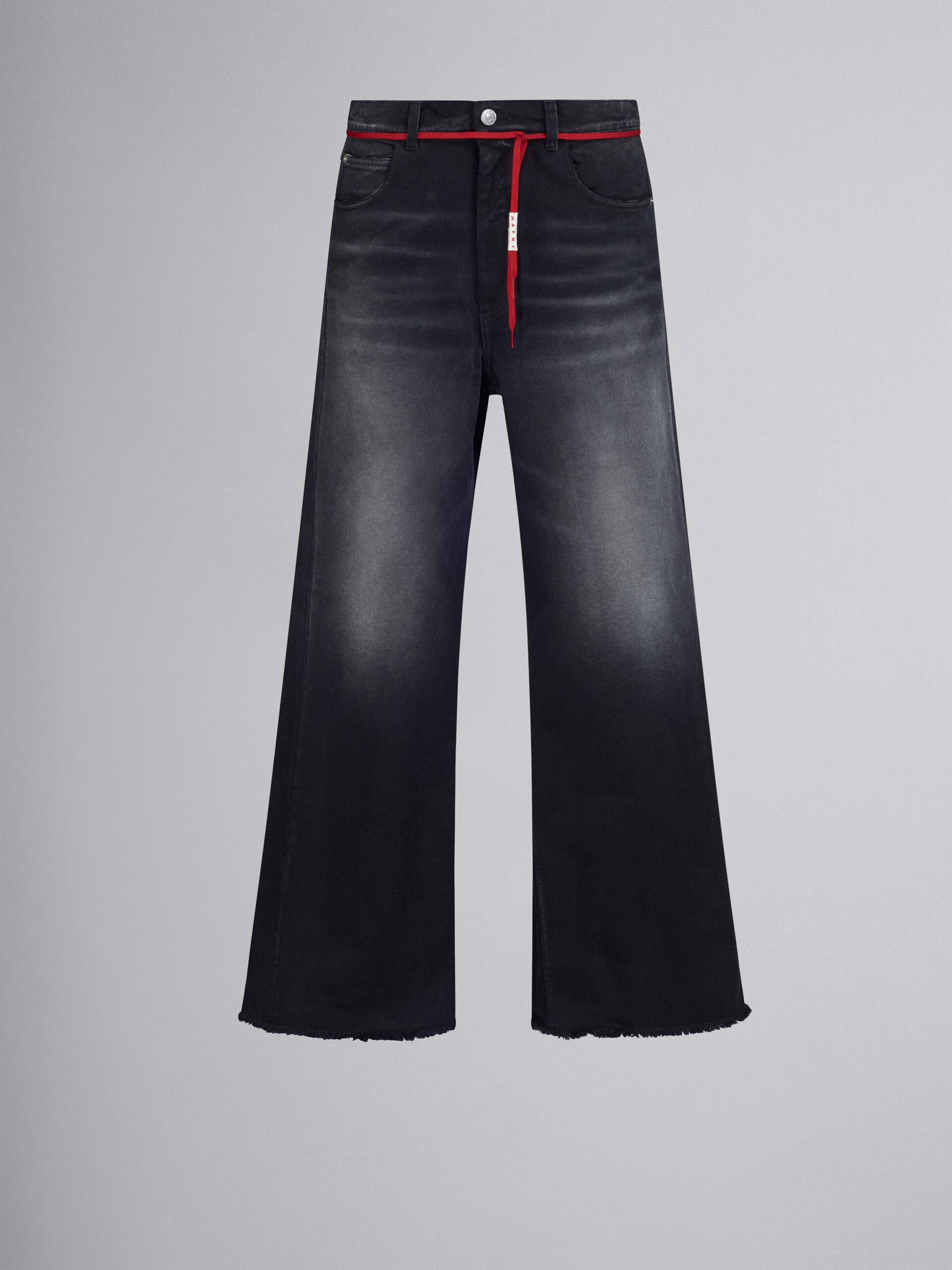Black bleached bull denim flared trousers - Pants - Image 1