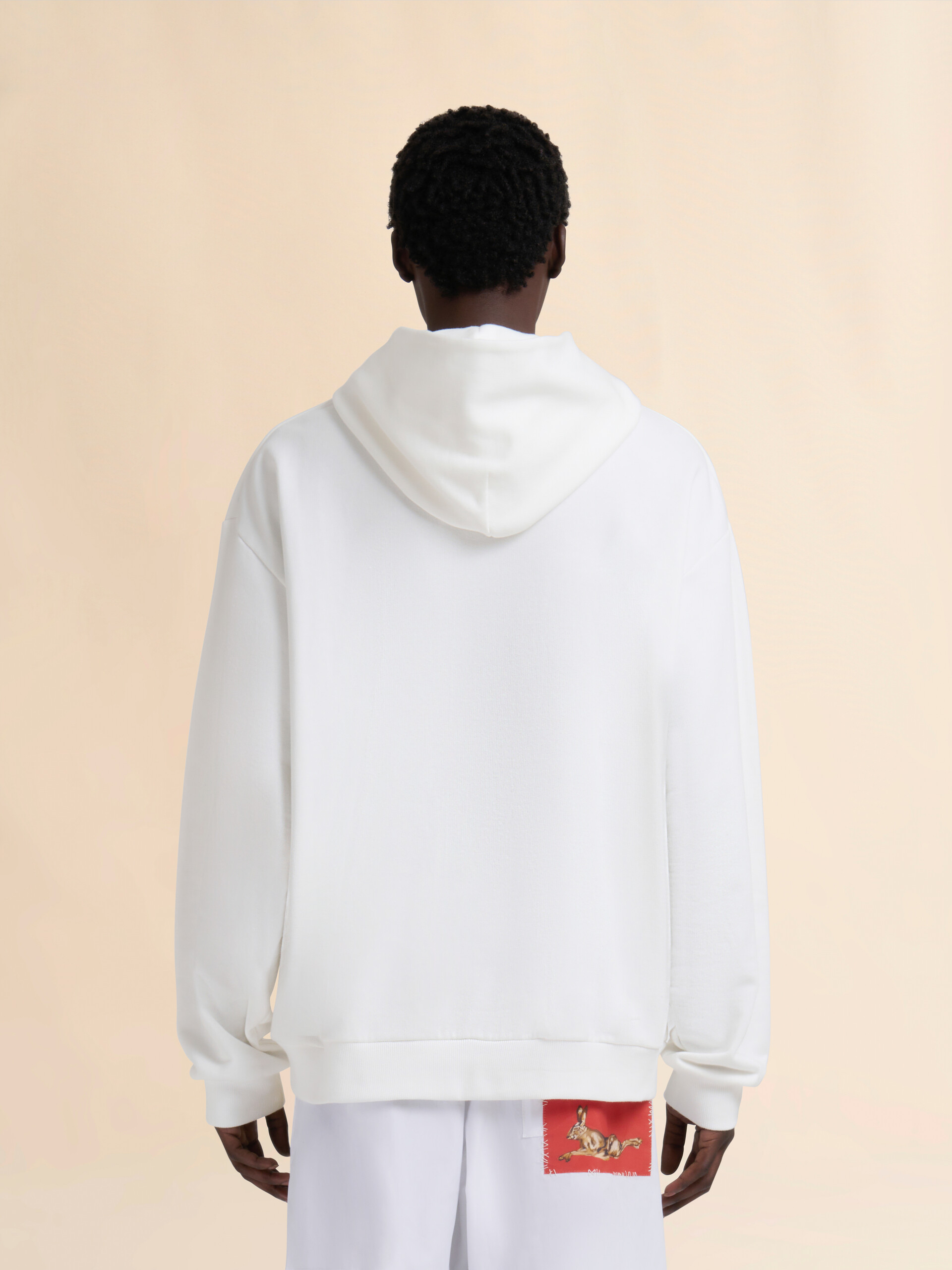White cotton hoodie with wolf print - Sweaters - Image 3