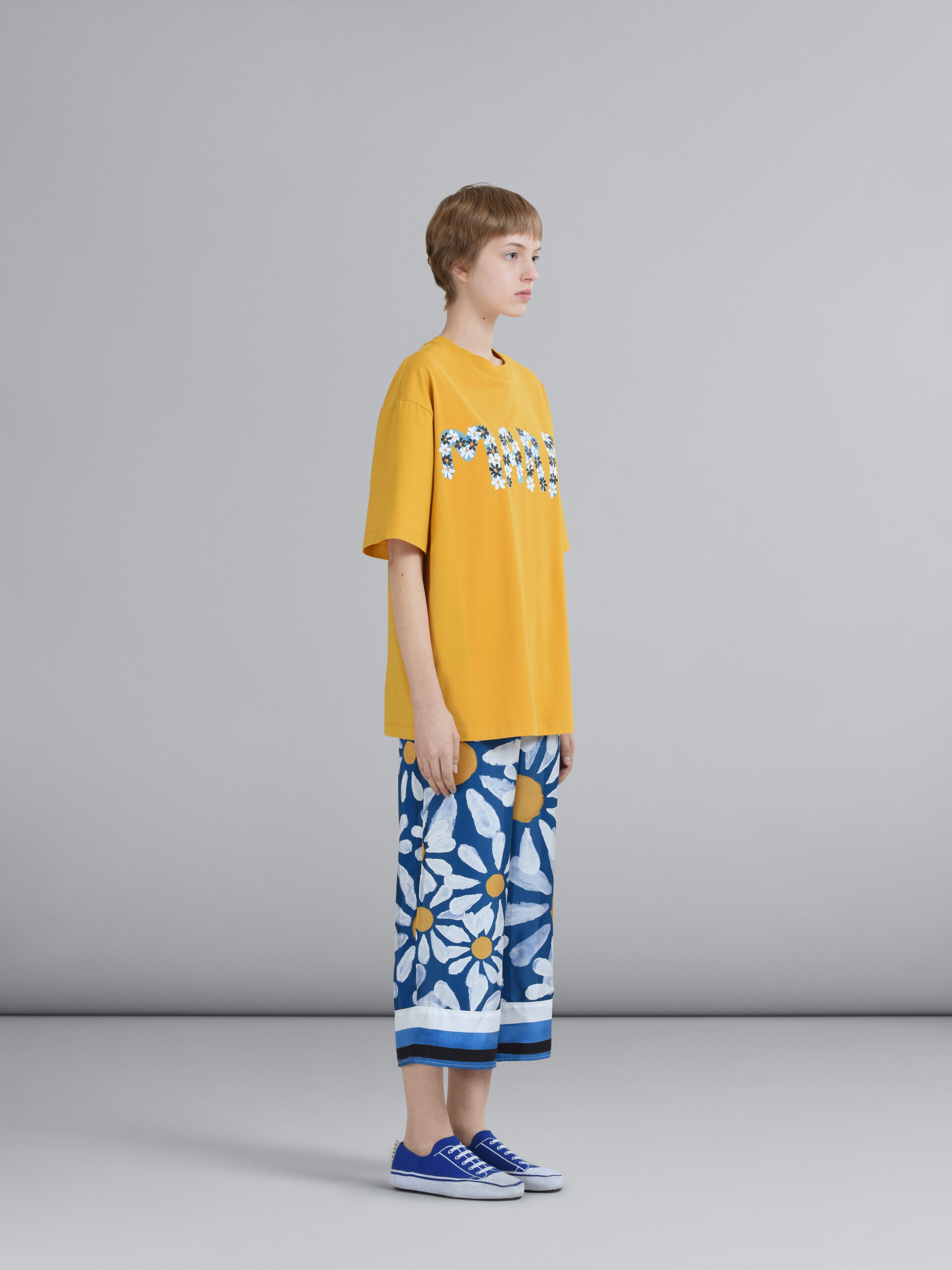 DAISYロゴプリント ホワイトジャージー製Tシャツ | Marni DAISYロゴプリント ホワイトジャージー製Tシャツ | Marni