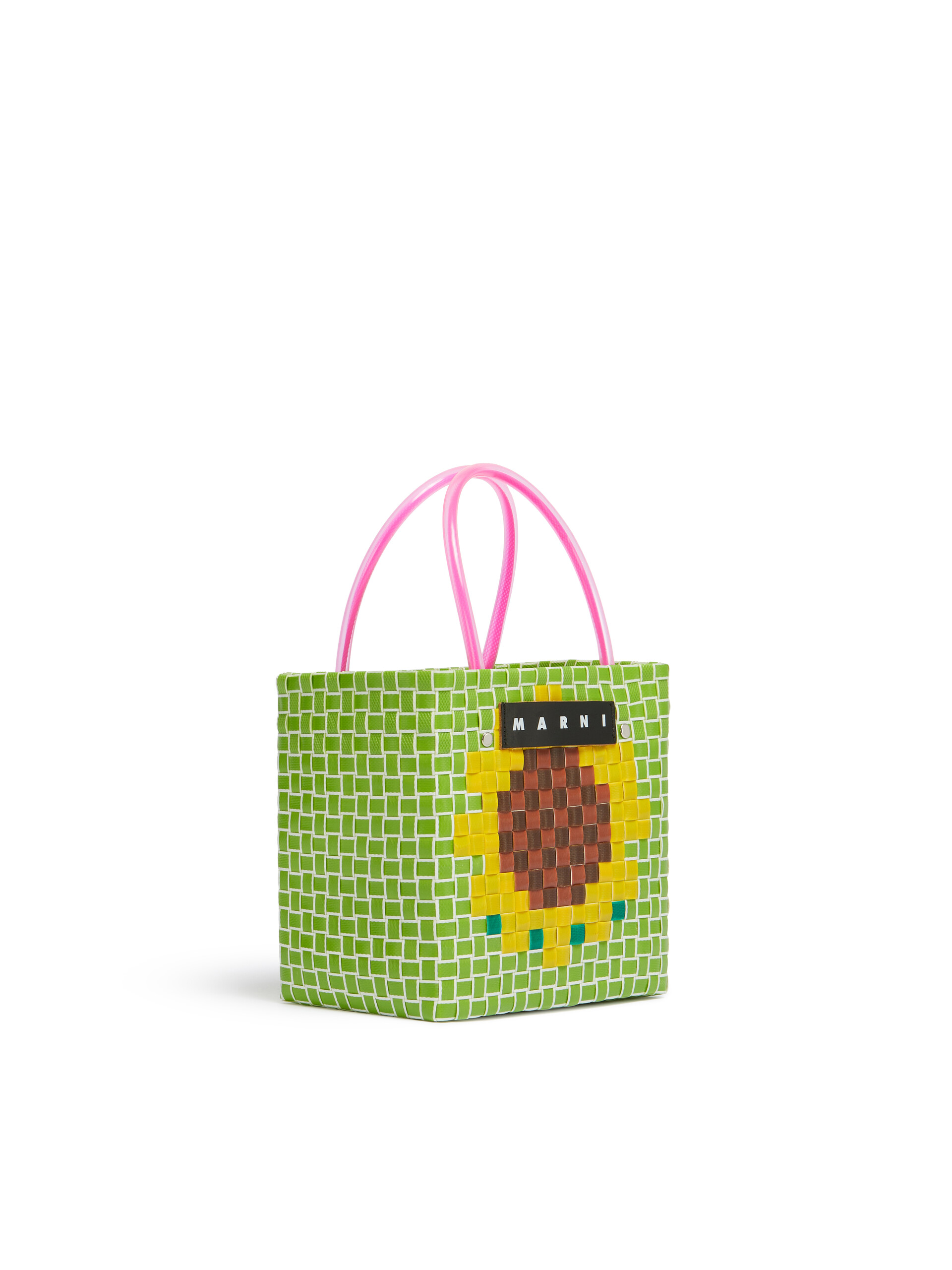 Green MARNI MARKET MINI FLOWER BASKET bag - Shopping Bags - Image 2