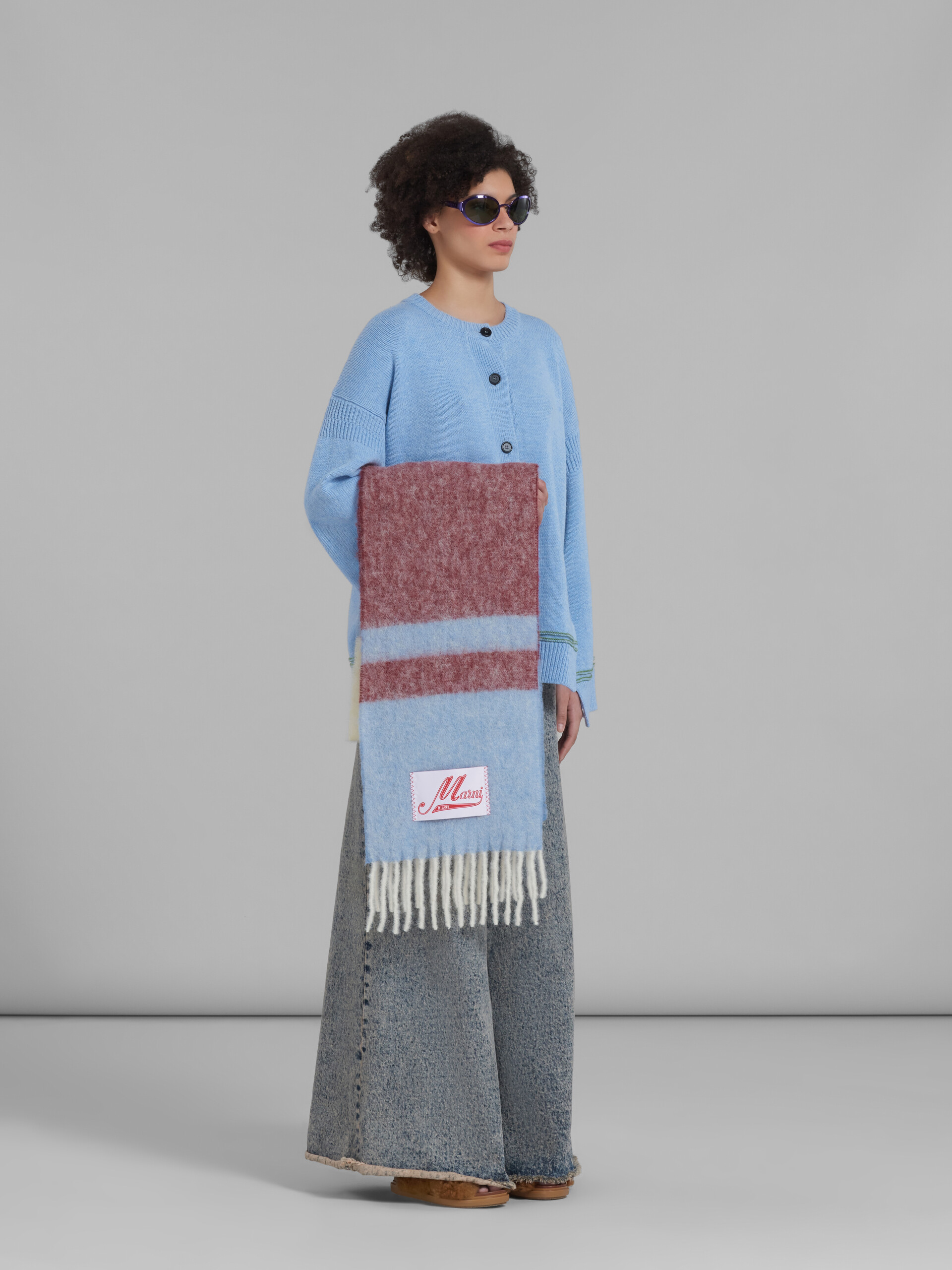 Cardigan en laine bleue avec manches kimono - pulls - Image 5