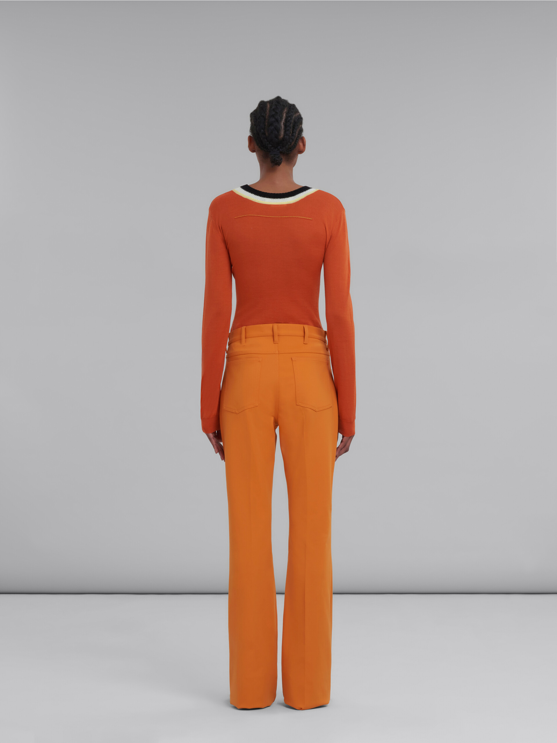 Orange flared jersey trousers - Pants - Image 3