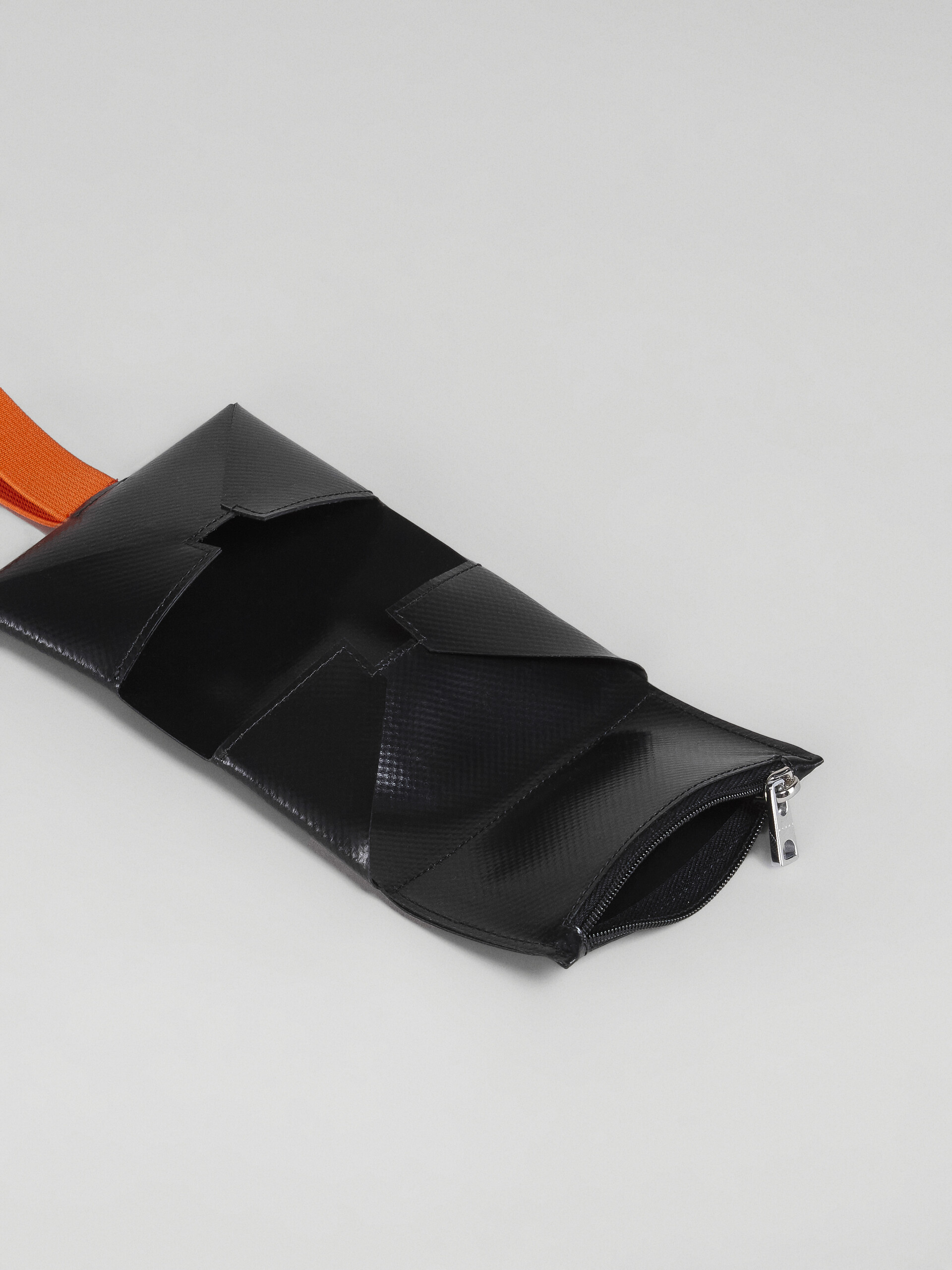 Black and orange PVC tri-fold wallet - Wallets - Image 2