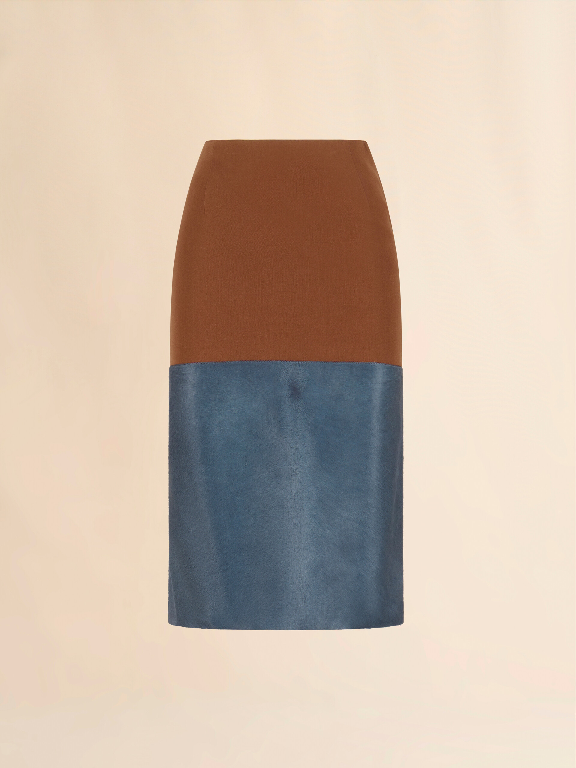 Brown wool skirt with pony hair insert - Skirts - Image 1