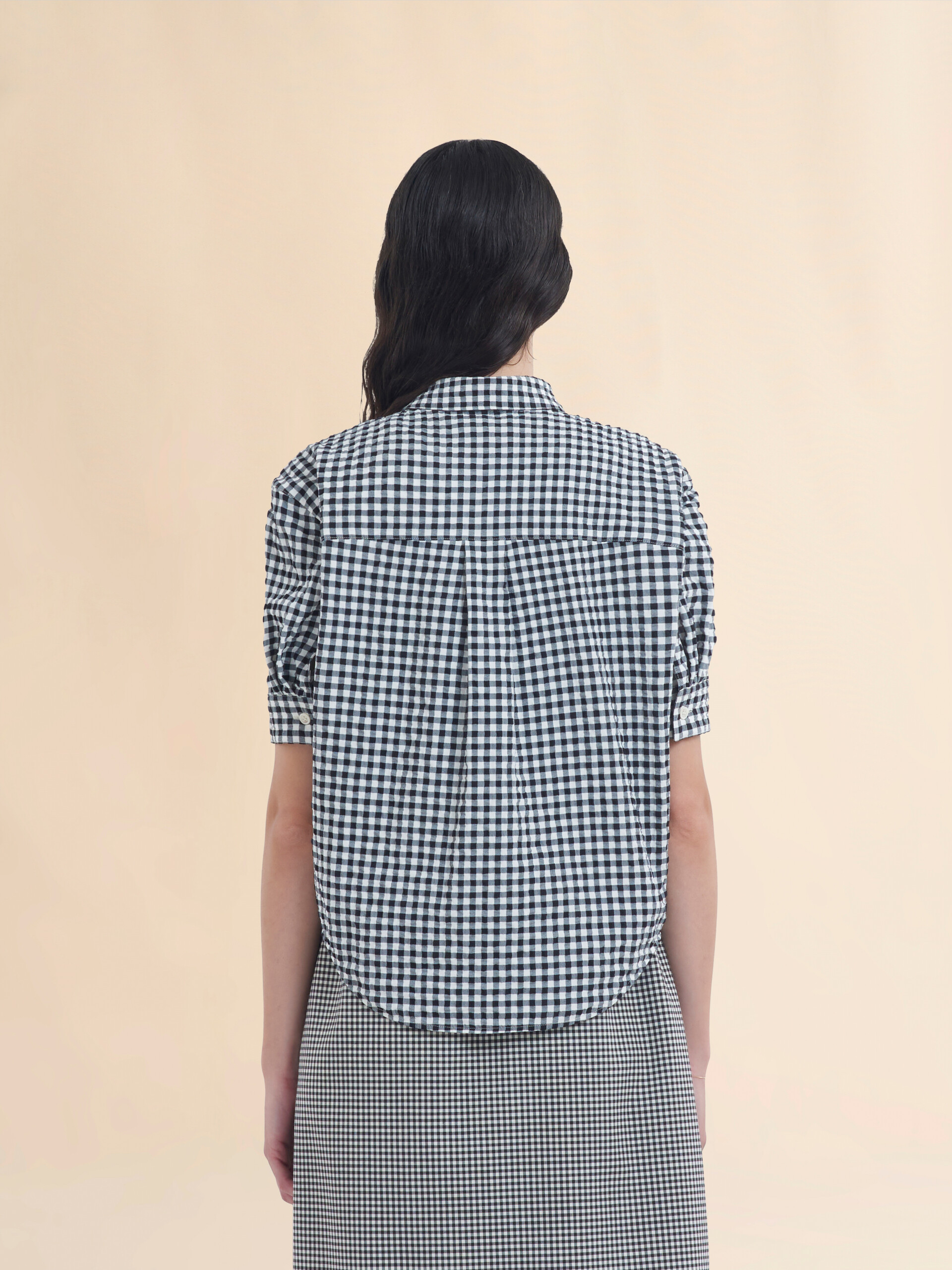 White and light blue seersucker checked shirt - Shirts - Image 3
