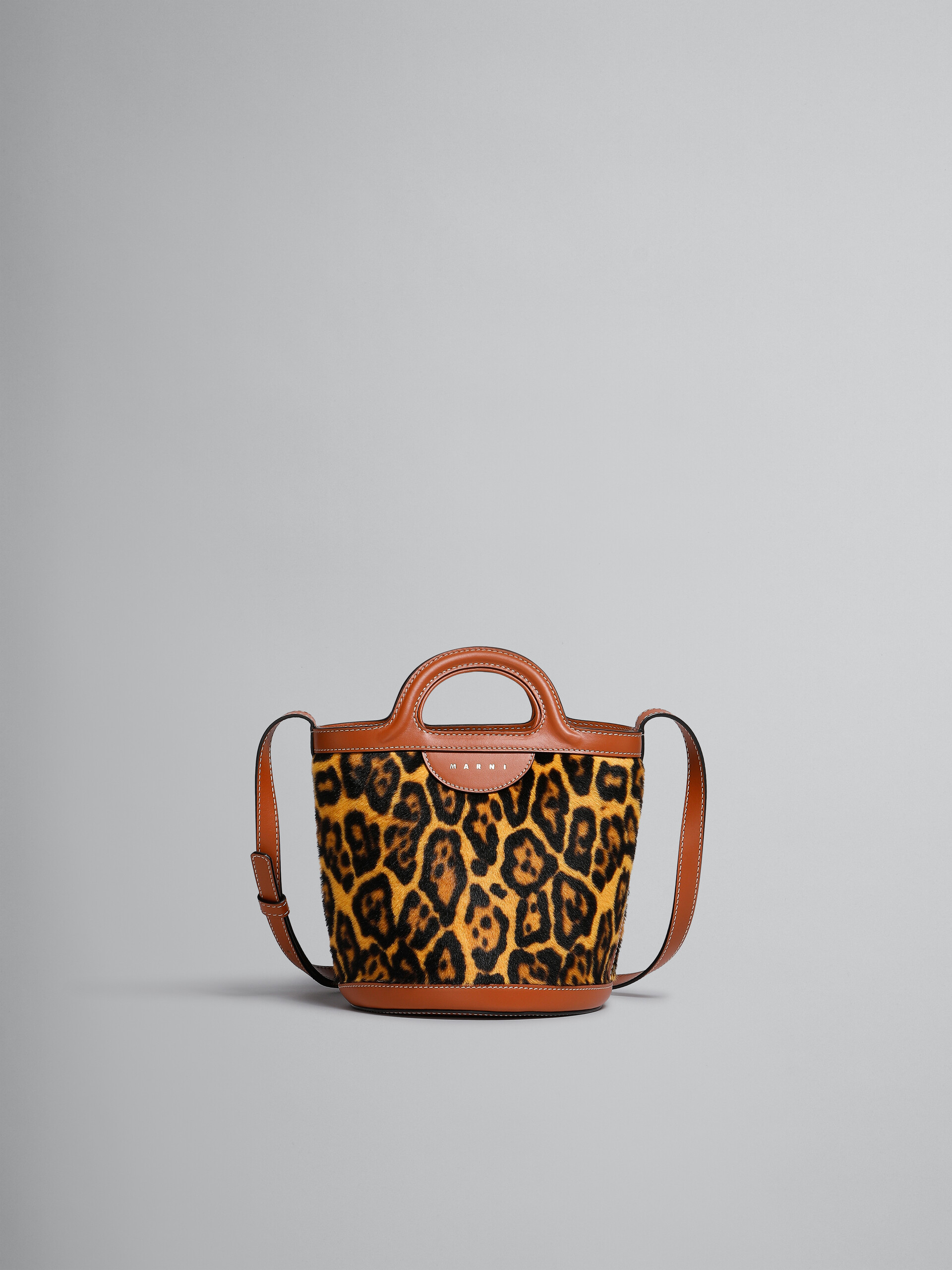 Tropicalia mini bucket bag in leopard-print short-hair shearling - Shoulder Bag - Image 1