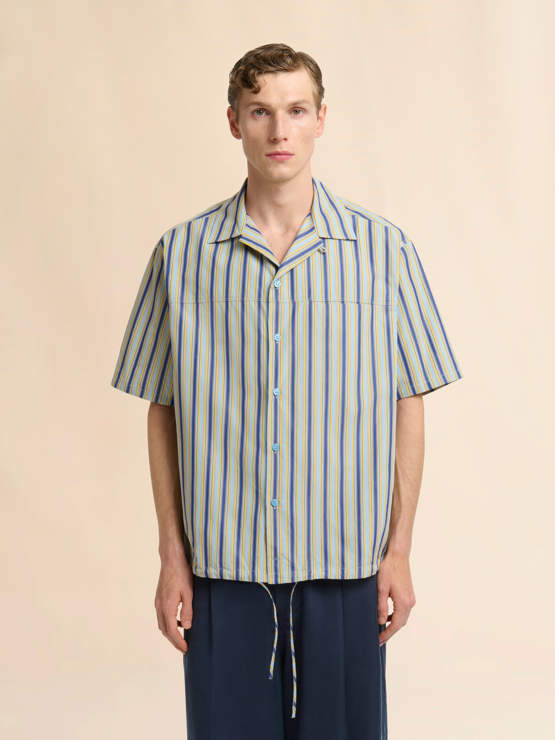 グリーン 裾にドローストリングをあしらったストライプ入りポプリンシャツ - シャツ - Image 2