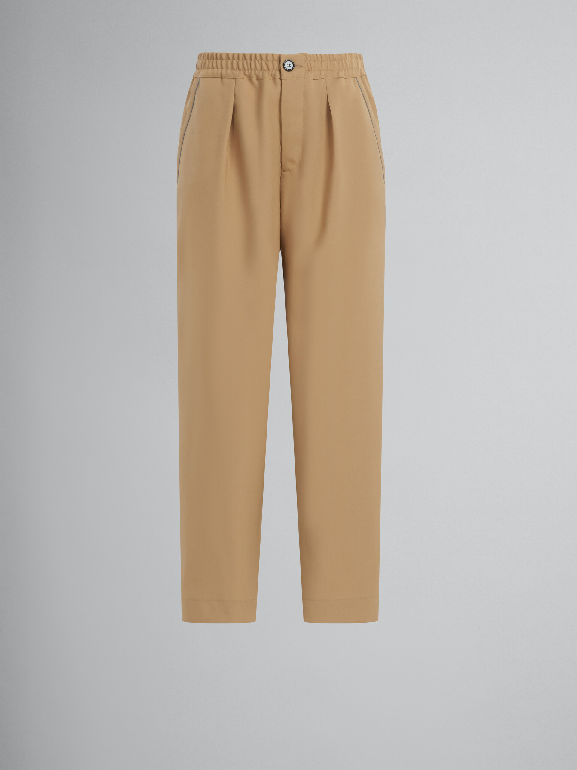 Kurz geschnittene Hose aus beigefarbener Tropenwolle - Hosen - Image 1