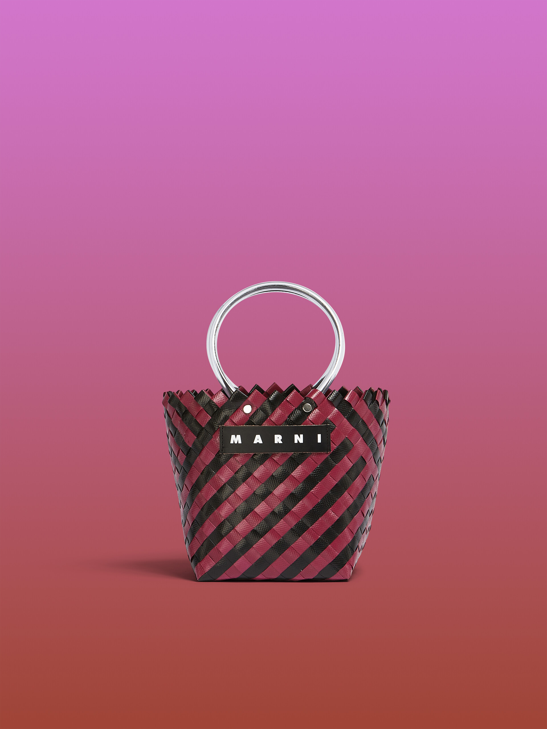 MARNI MARKET bag in black and burgundy woven material - Bags - Image 1