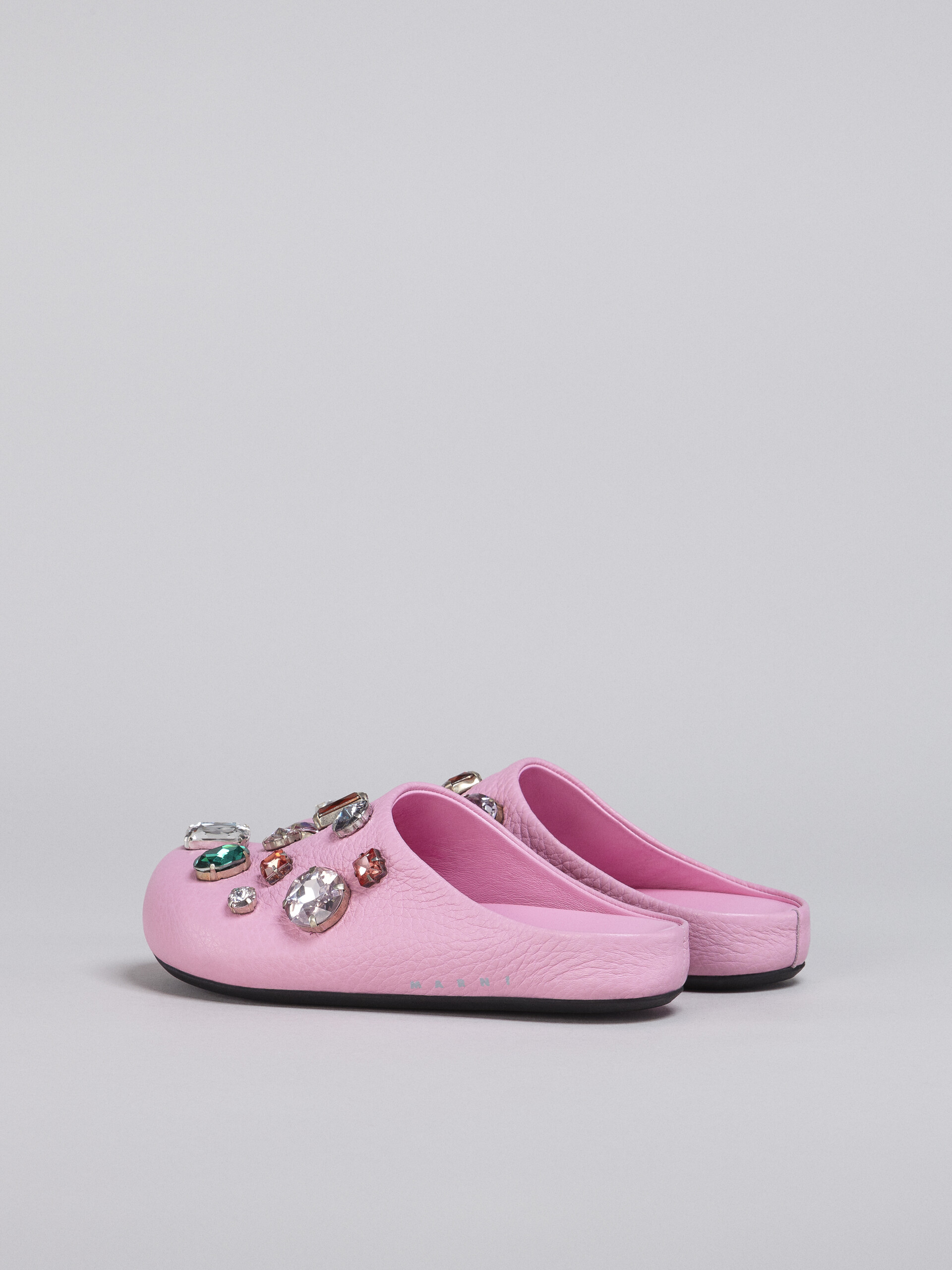 Pink leather Fussbett sabot with glass beads - Clogs - Image 3