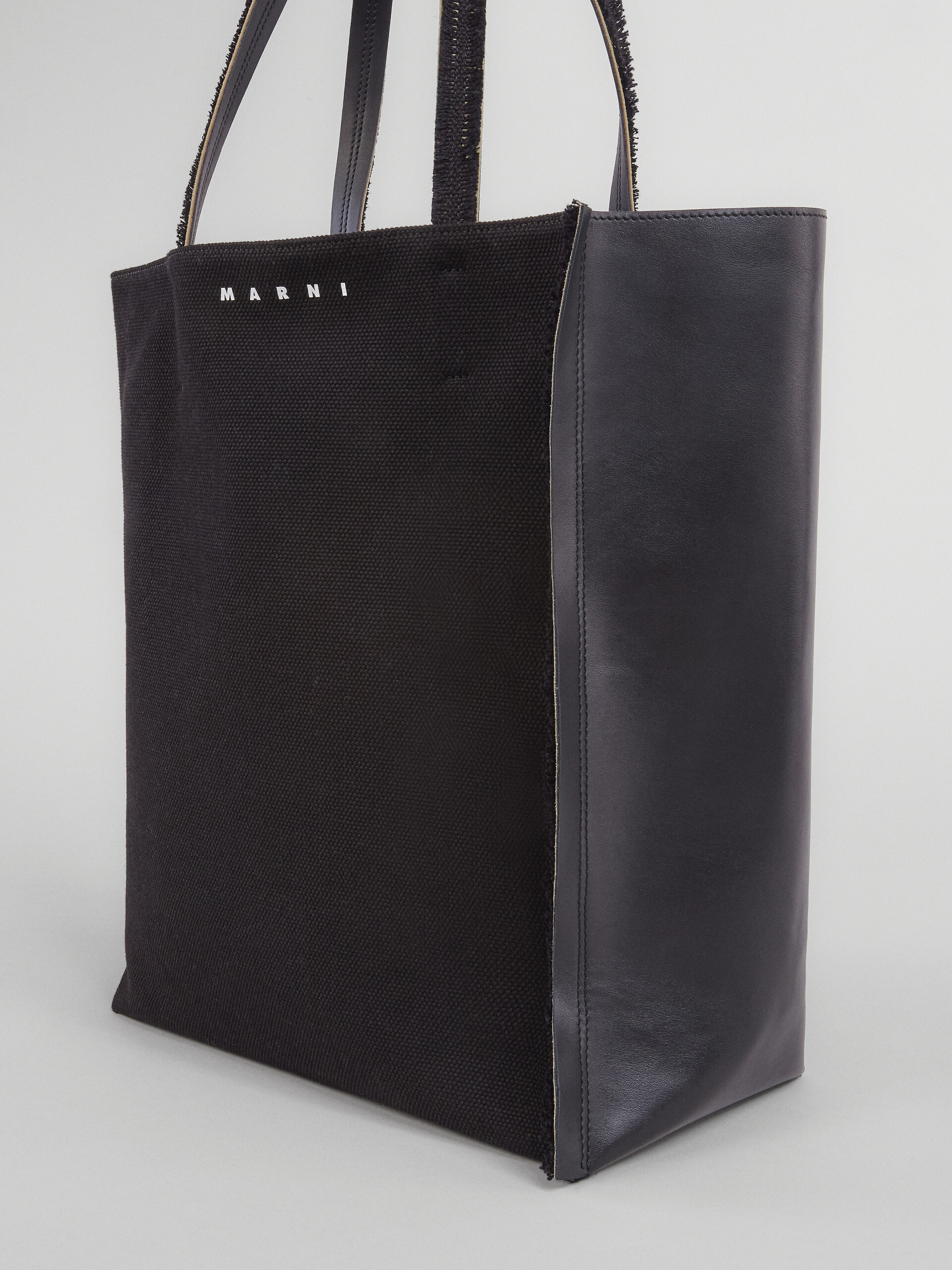 Black leather and canvas MUSEO SOFT shopping bag - Shopping Bags - Image 5