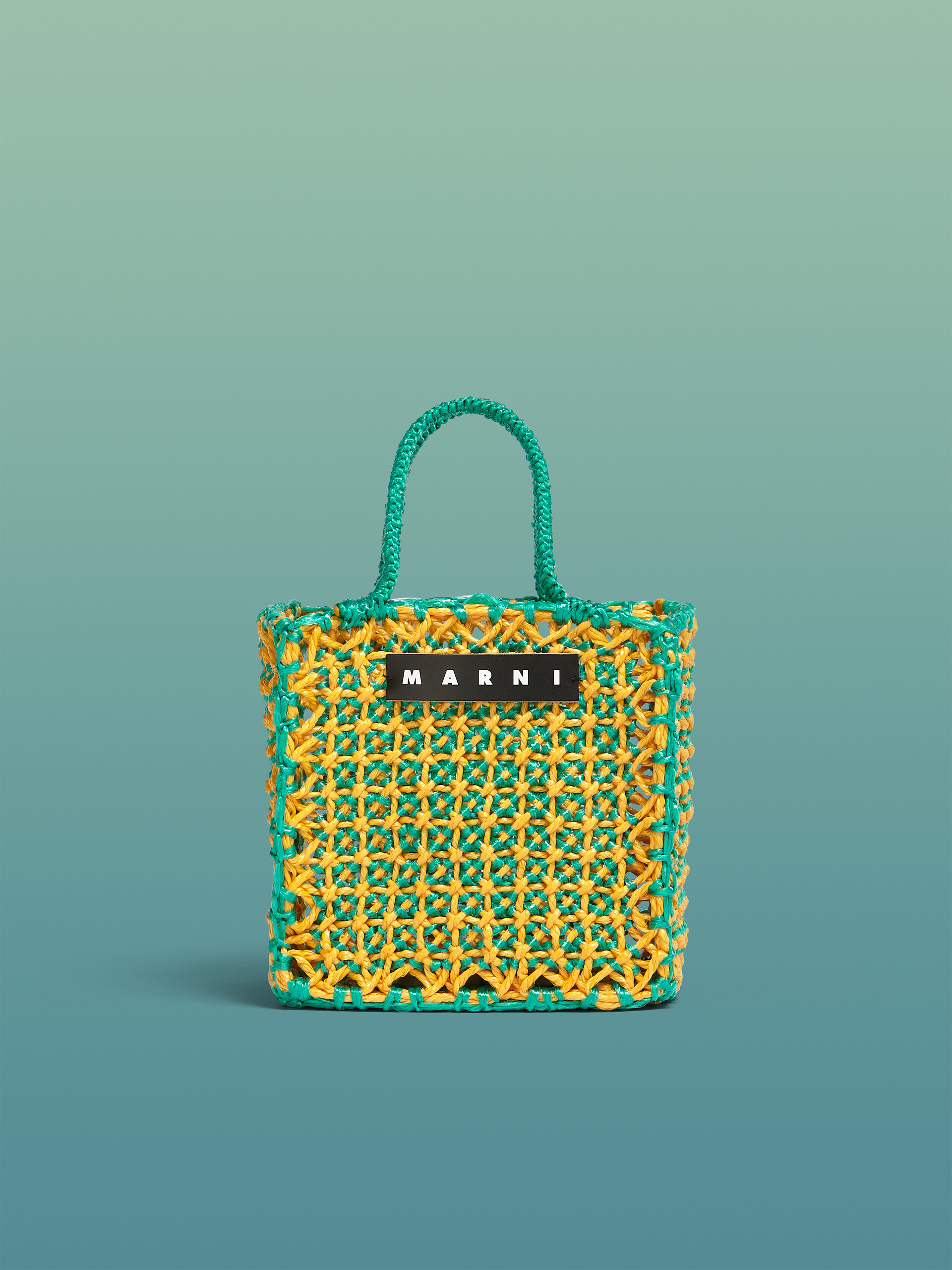 MARNI MARKET JURTA small bag in green and yellow crochet - Shopping Bags - Image 1