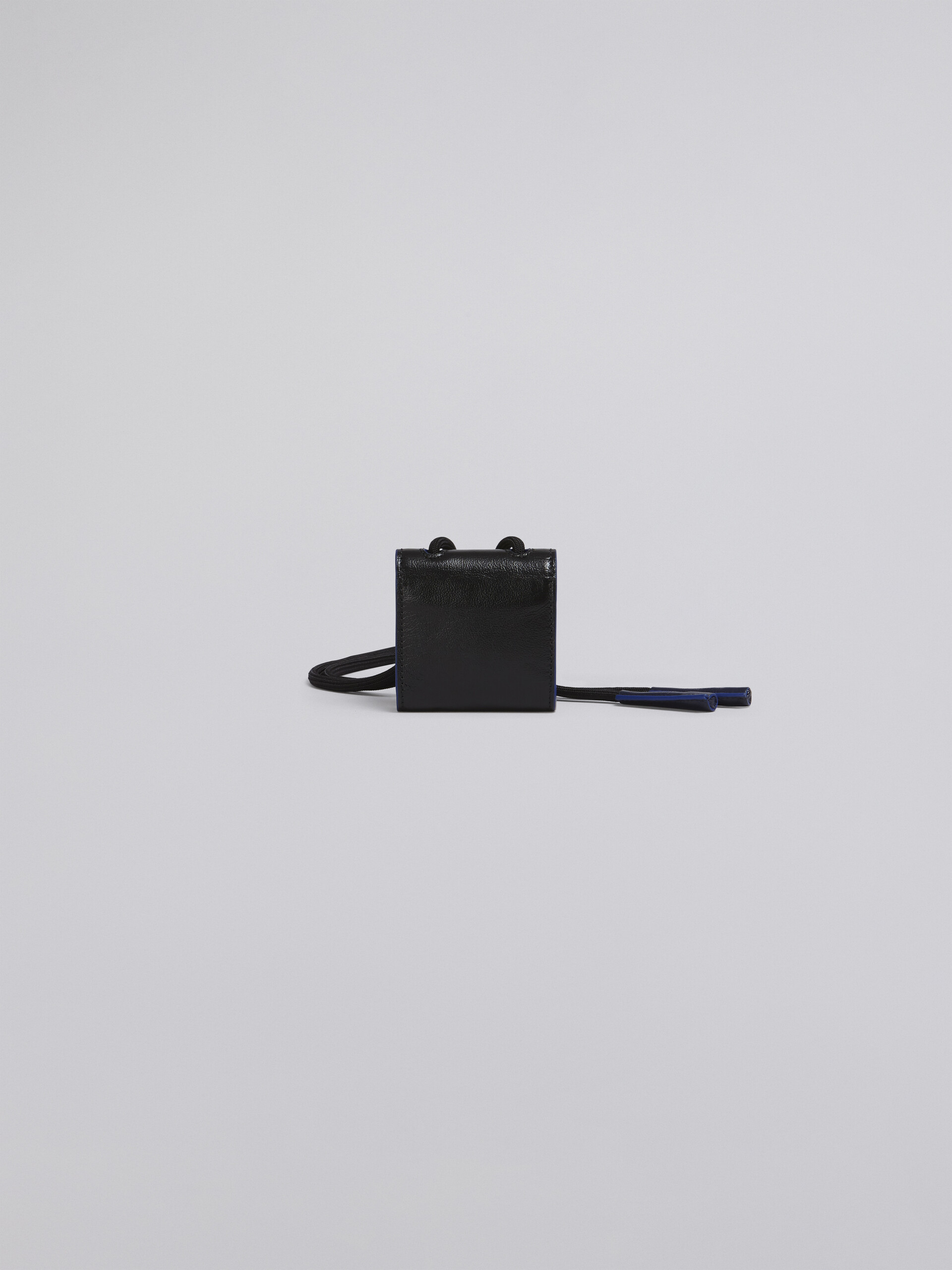 Bi-coloured calfskin AirPods holder with adjustable nylon shoulder strap - Wallets and Small Leather Goods - Image 3