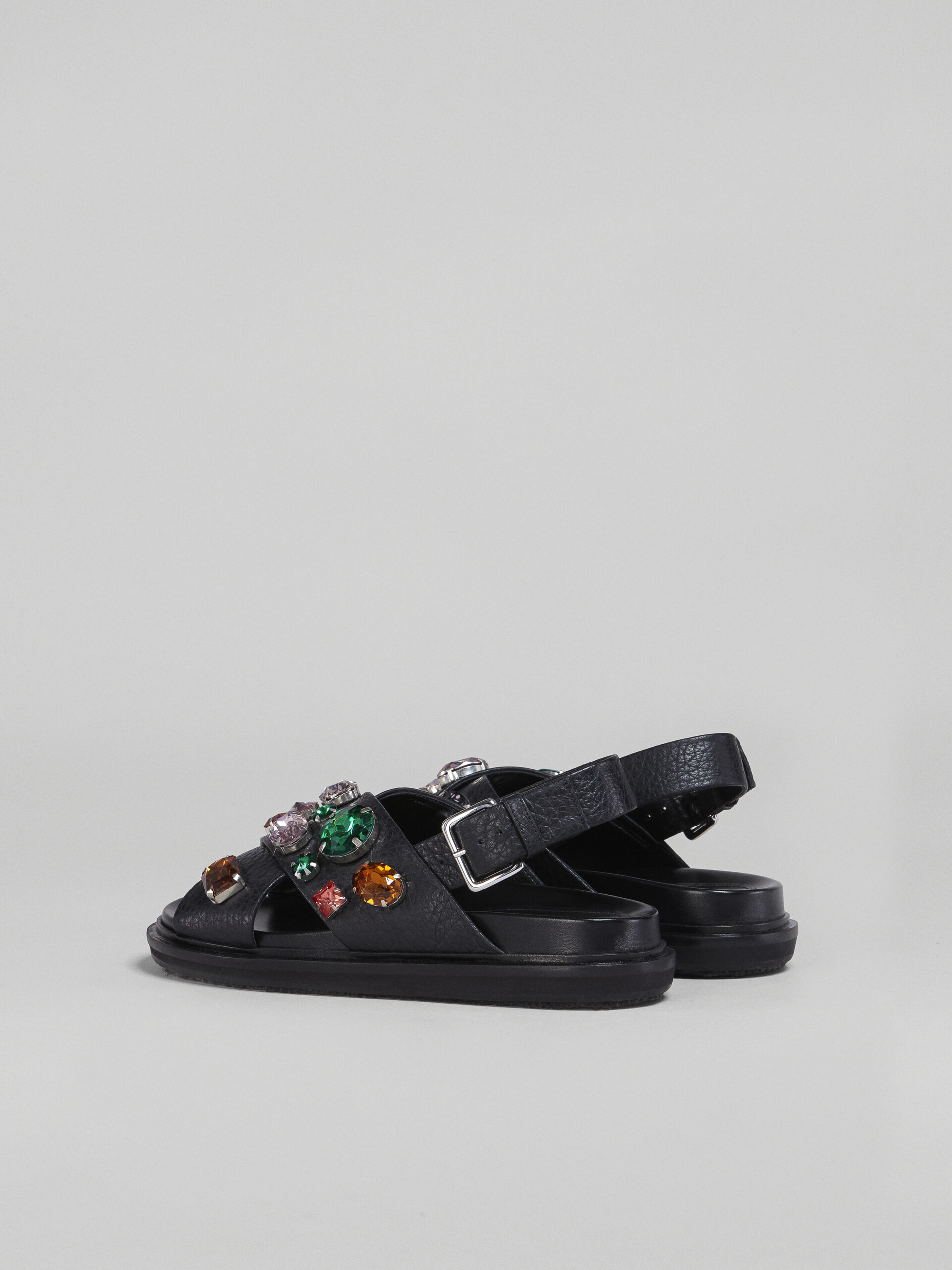 Black leather Fussbett with glass beads - Sandals - Image 3