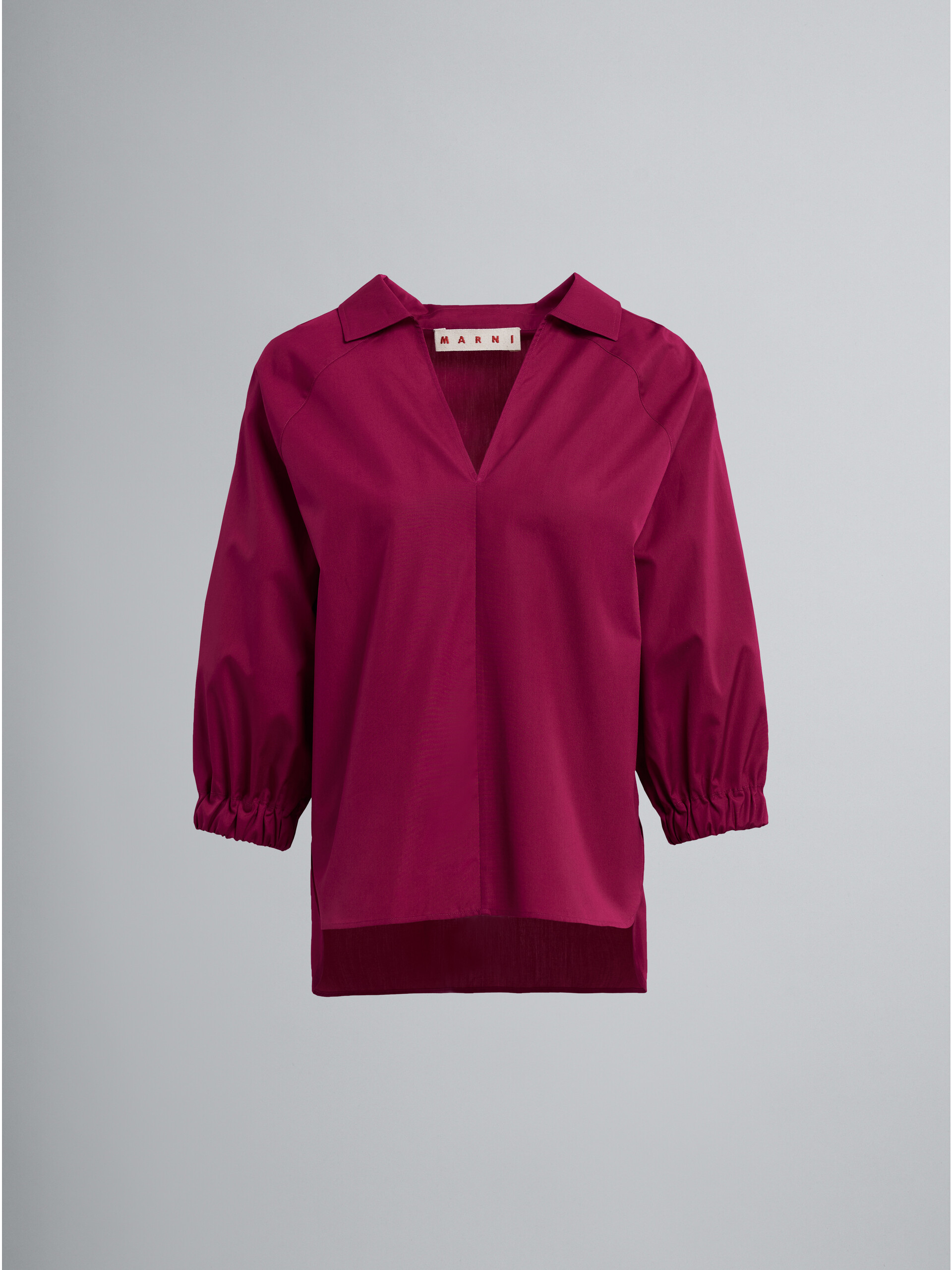 Fuchsia cotton poplin blouse - Shirts - Image 1
