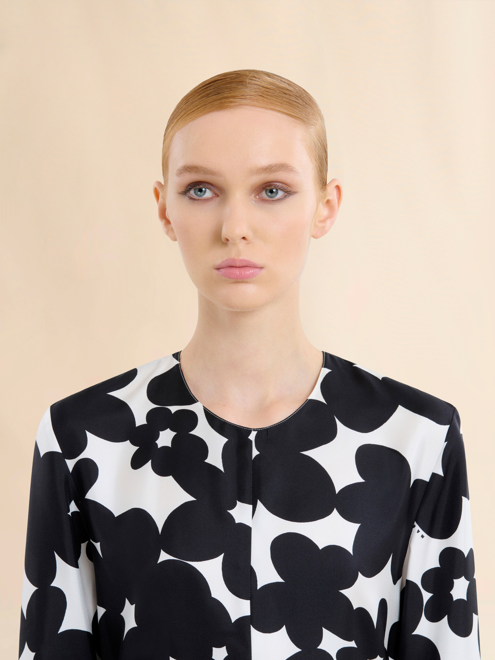 ブラック ホワイト Dillies プリント シルクドレス | Marni