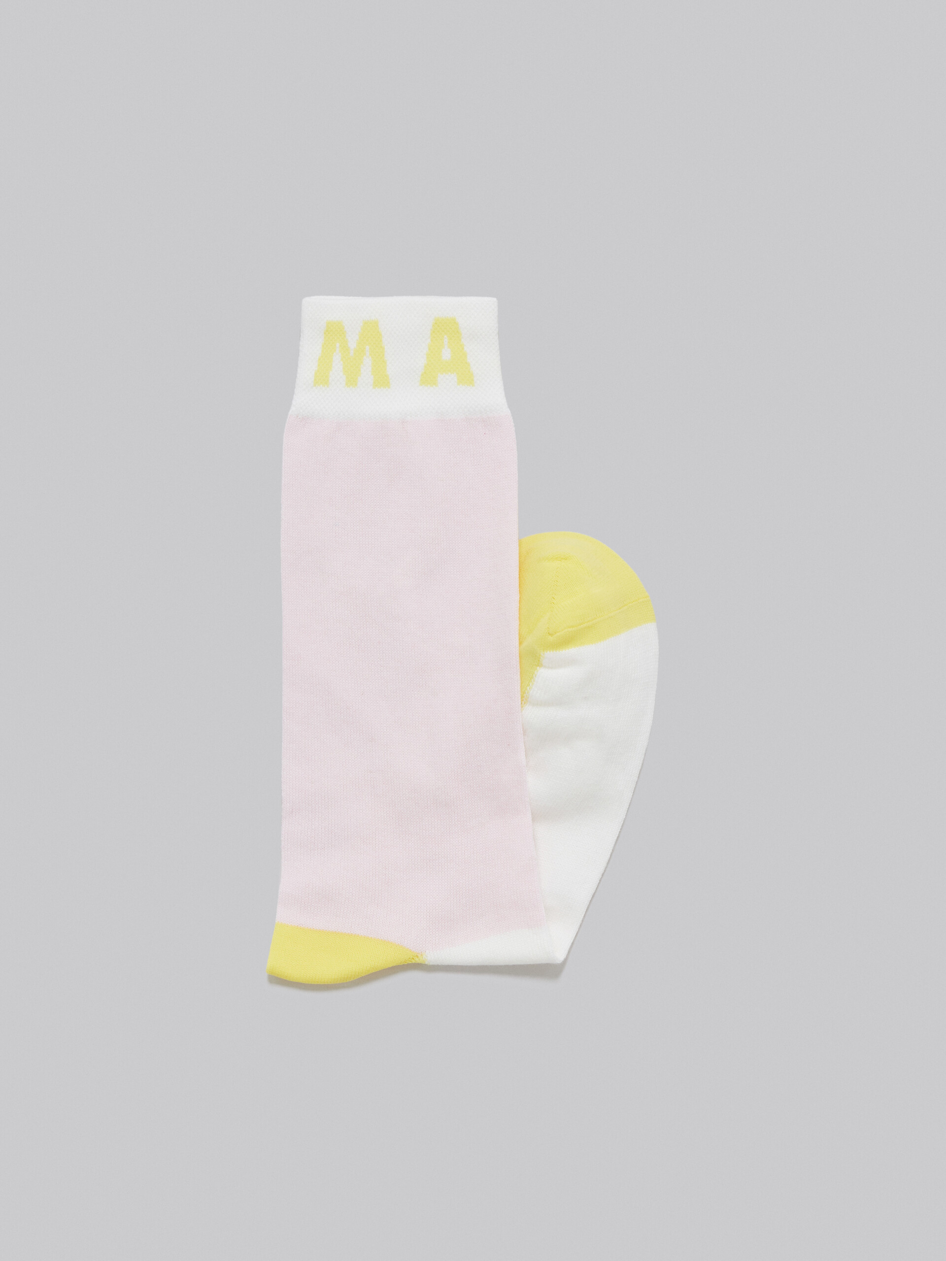 Pink cotton and nylon socks with colour blocks - Socks - Image 2