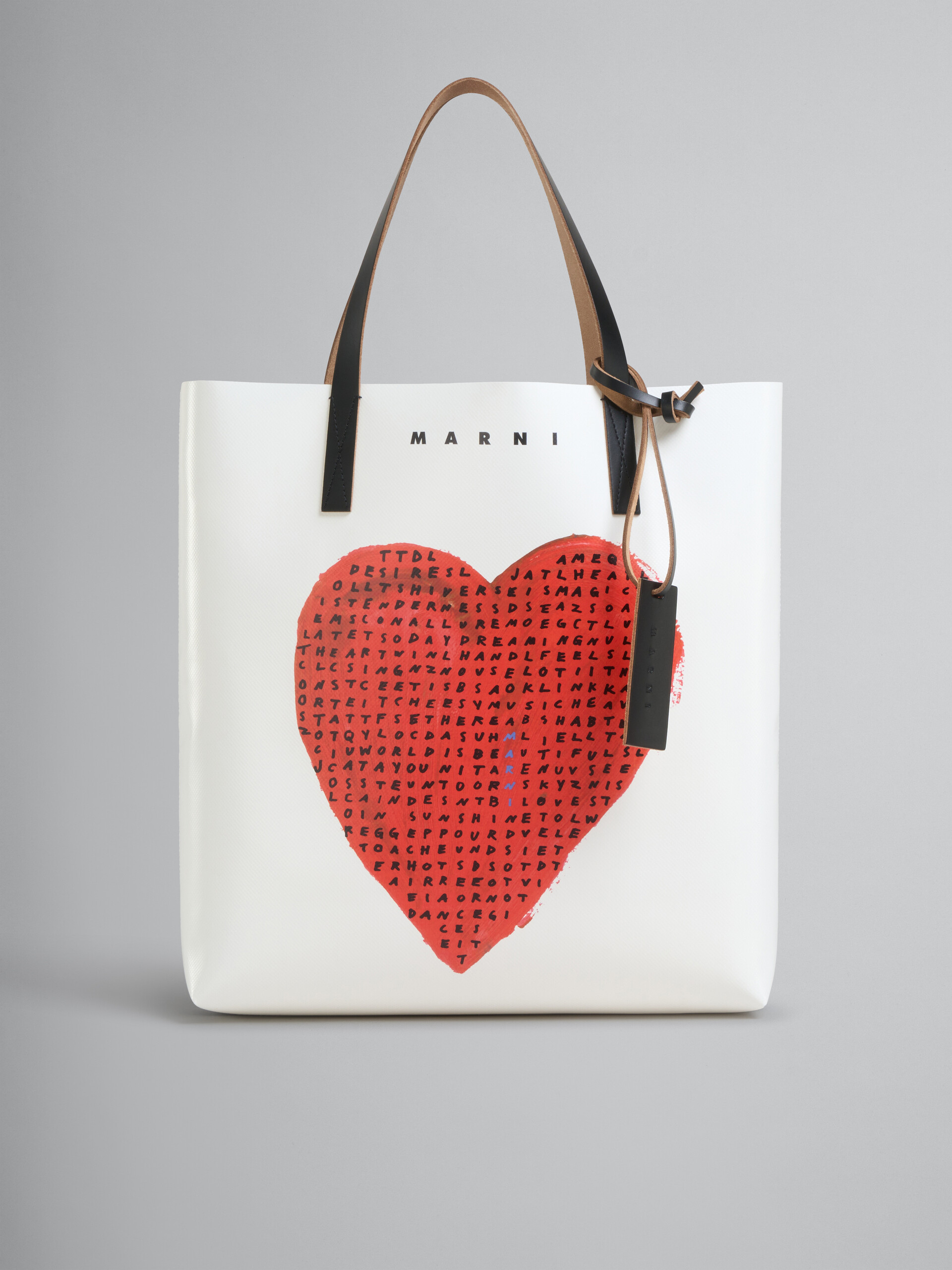 Weiße Tote Bag mit Wordsearch Heart-Print - Shopper - Image 1