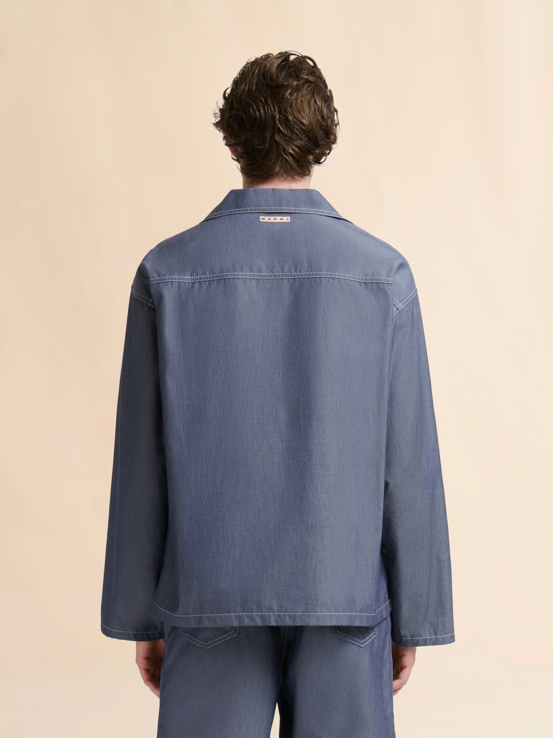 Blue chambray sailor top with polo collar - Shirts - Image 3