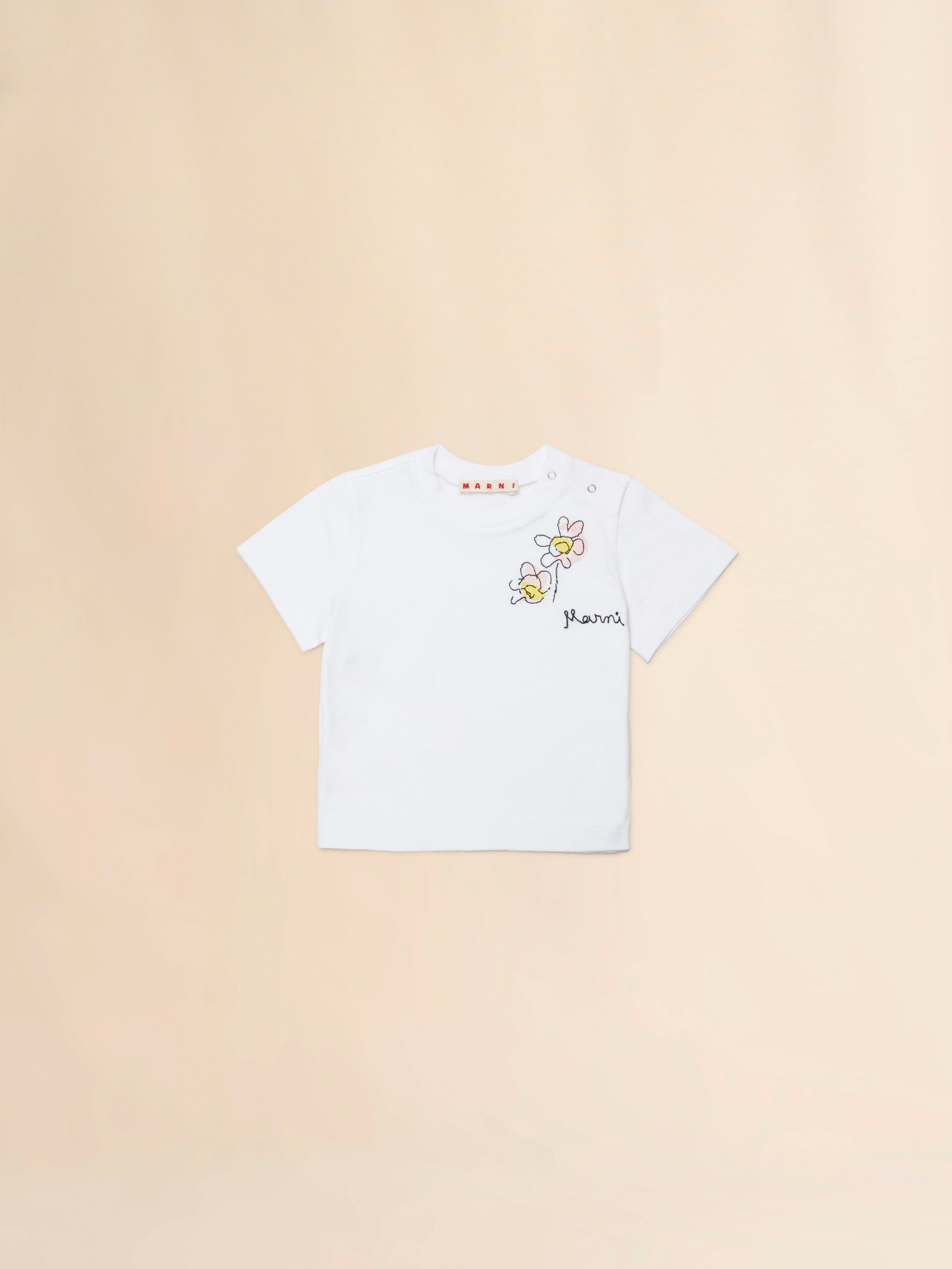 White cotton T-shirt with Camilla embroidery - T-shirts - Image 1