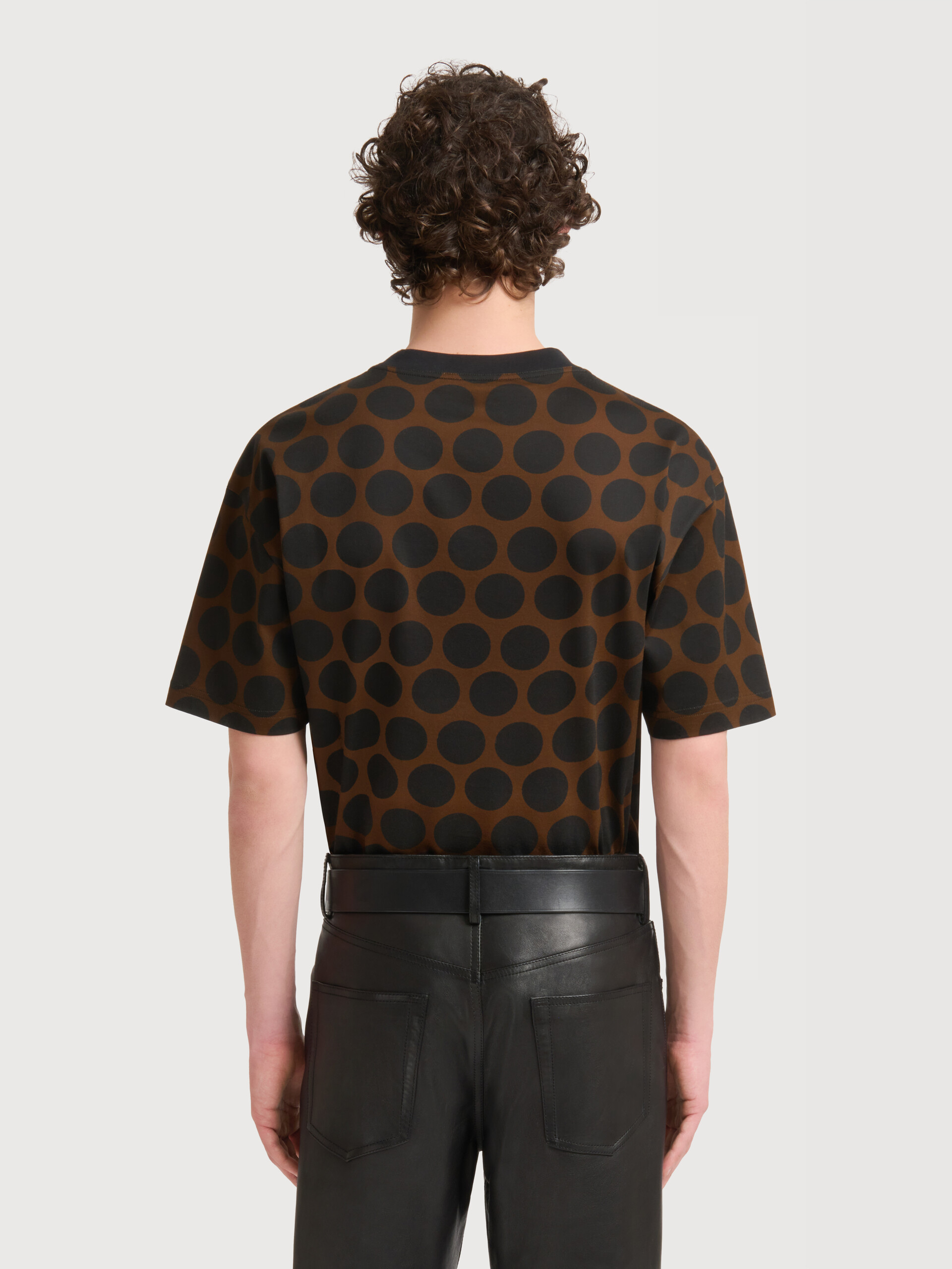 Brown cotton T-shirt with Polka Rhythm print - Shirts - Image 4