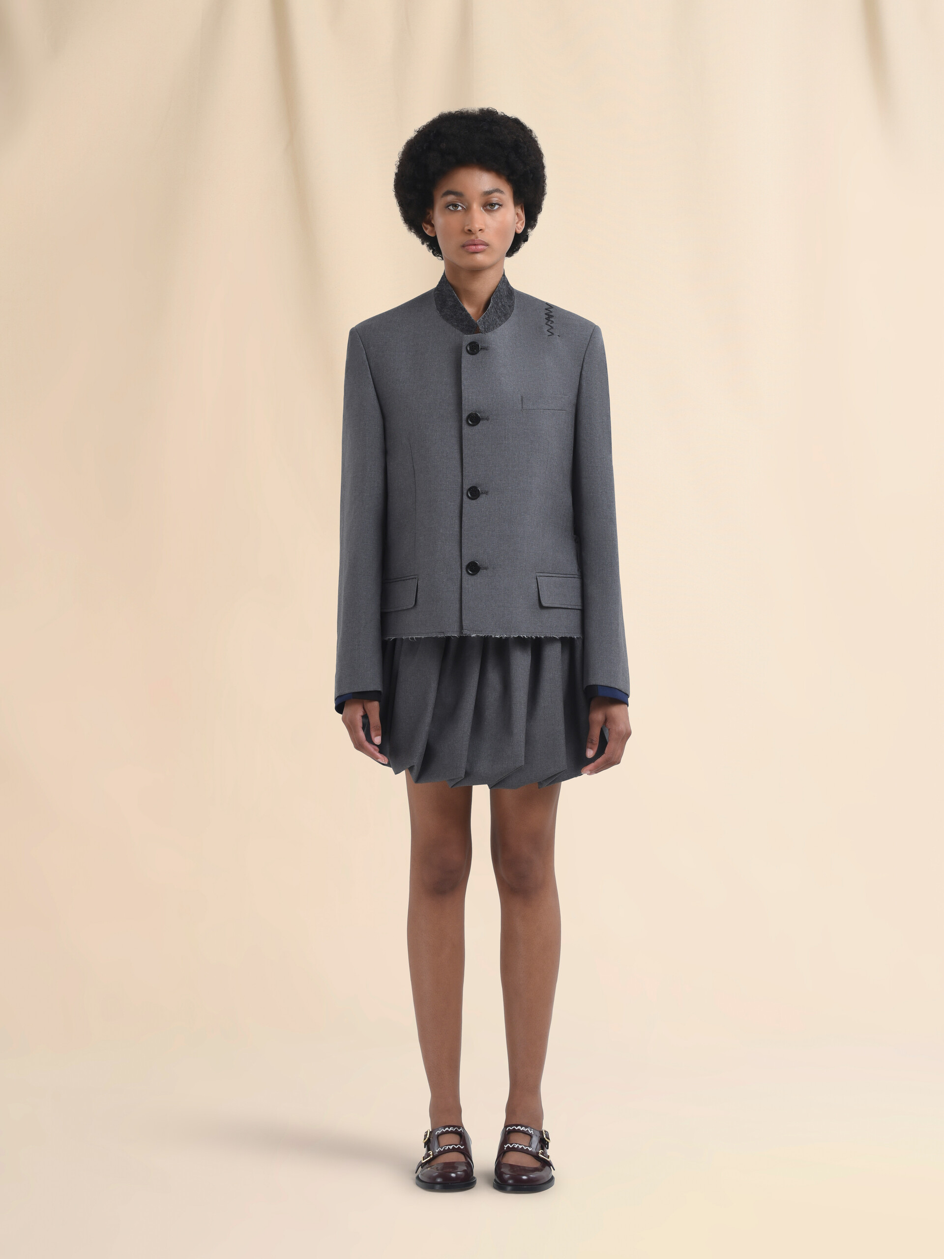 Grey jacket with Mandarin collar and Marni Symbol - Jackets - Image 2