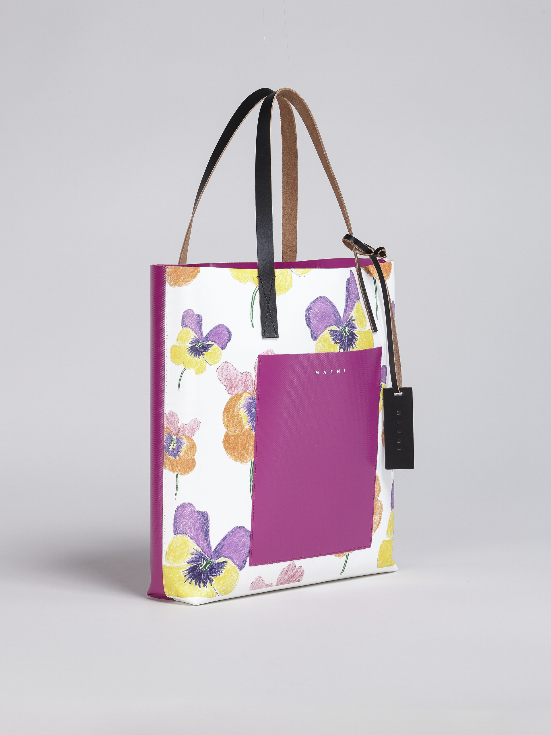 Pansies print PVC NS shopping bag - Shopping Bags - Image 6