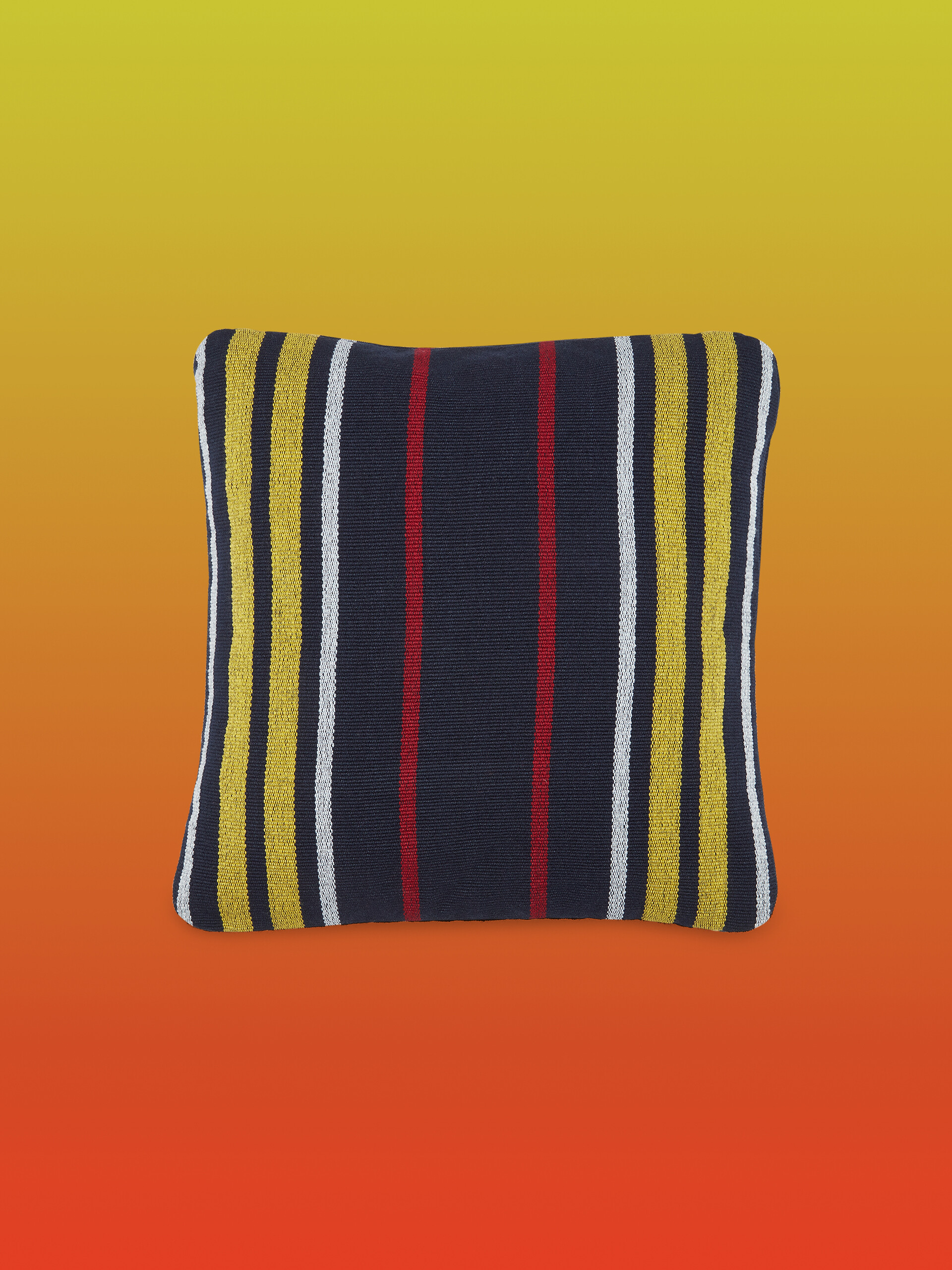 MARNI MARKET square pillow cover in polyester with black yellow and red vertical stripes - Furniture - Image 1