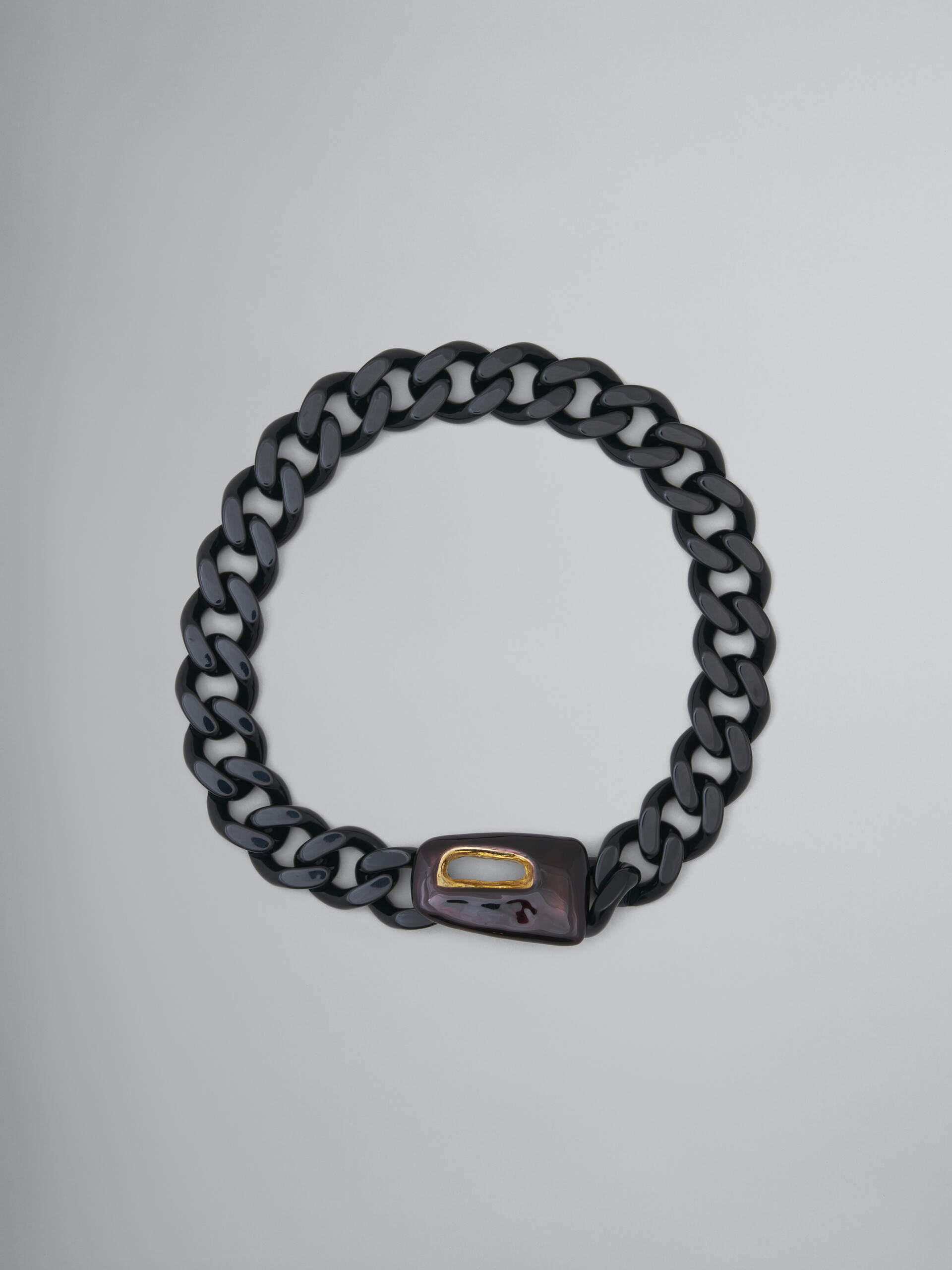Collana TRAPEZE a catena in metallo resina e smalto nero - Collana - Image 1