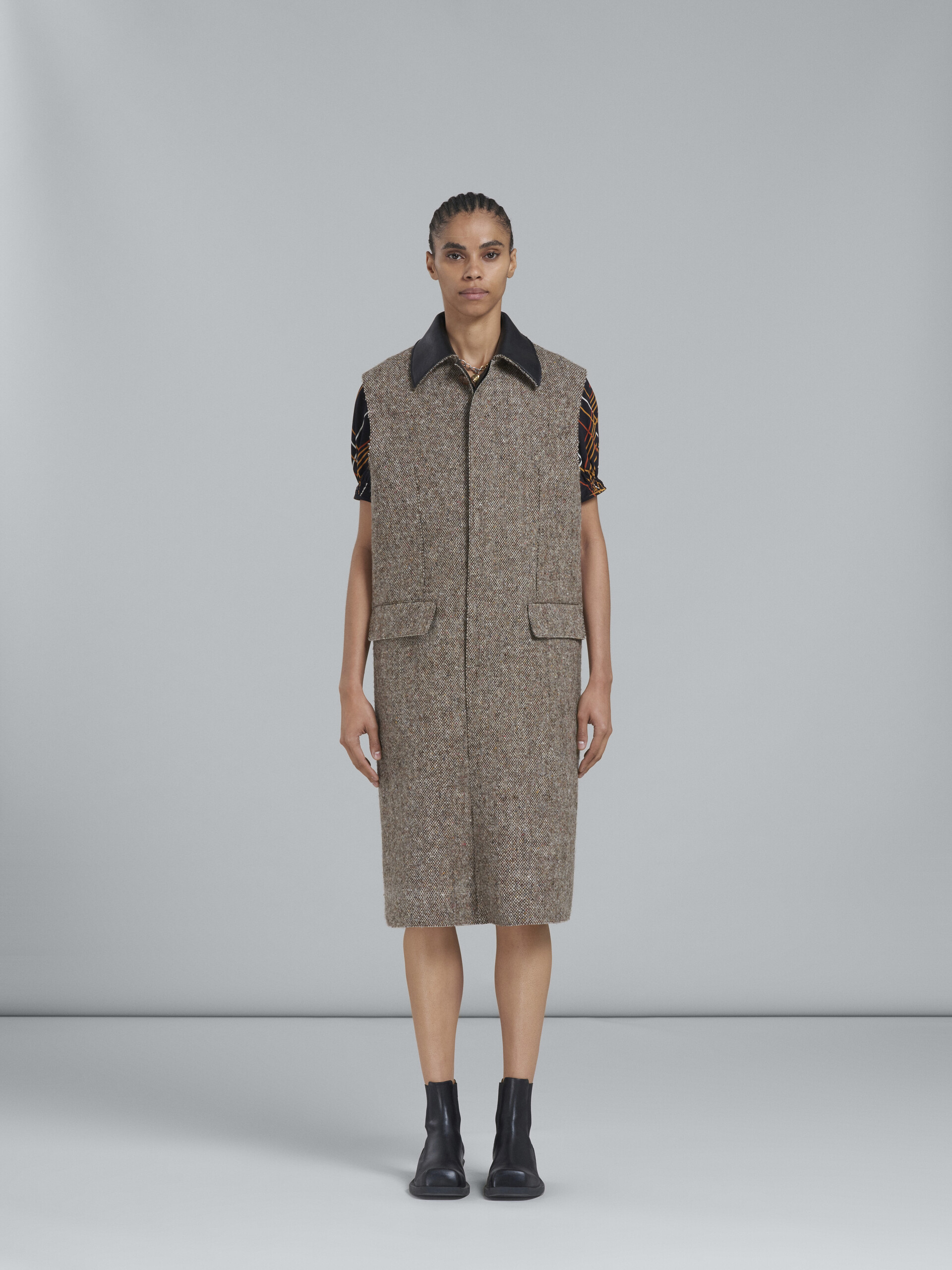 Black and brown nappa and tweed vest - Waistcoats - Image 2