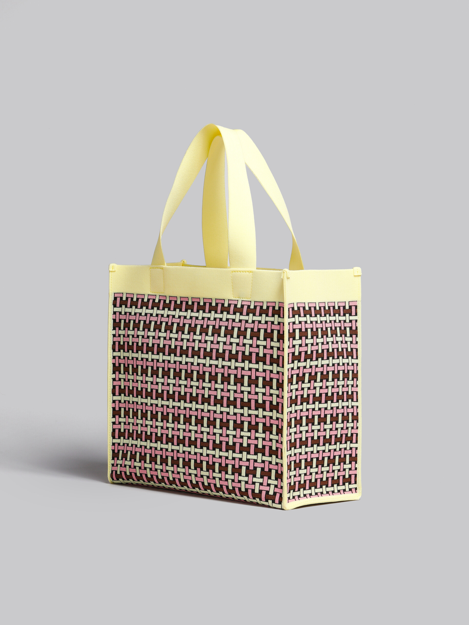 Light yellow brown and pink jacquard shopping bag - Shopping Bags - Image 3