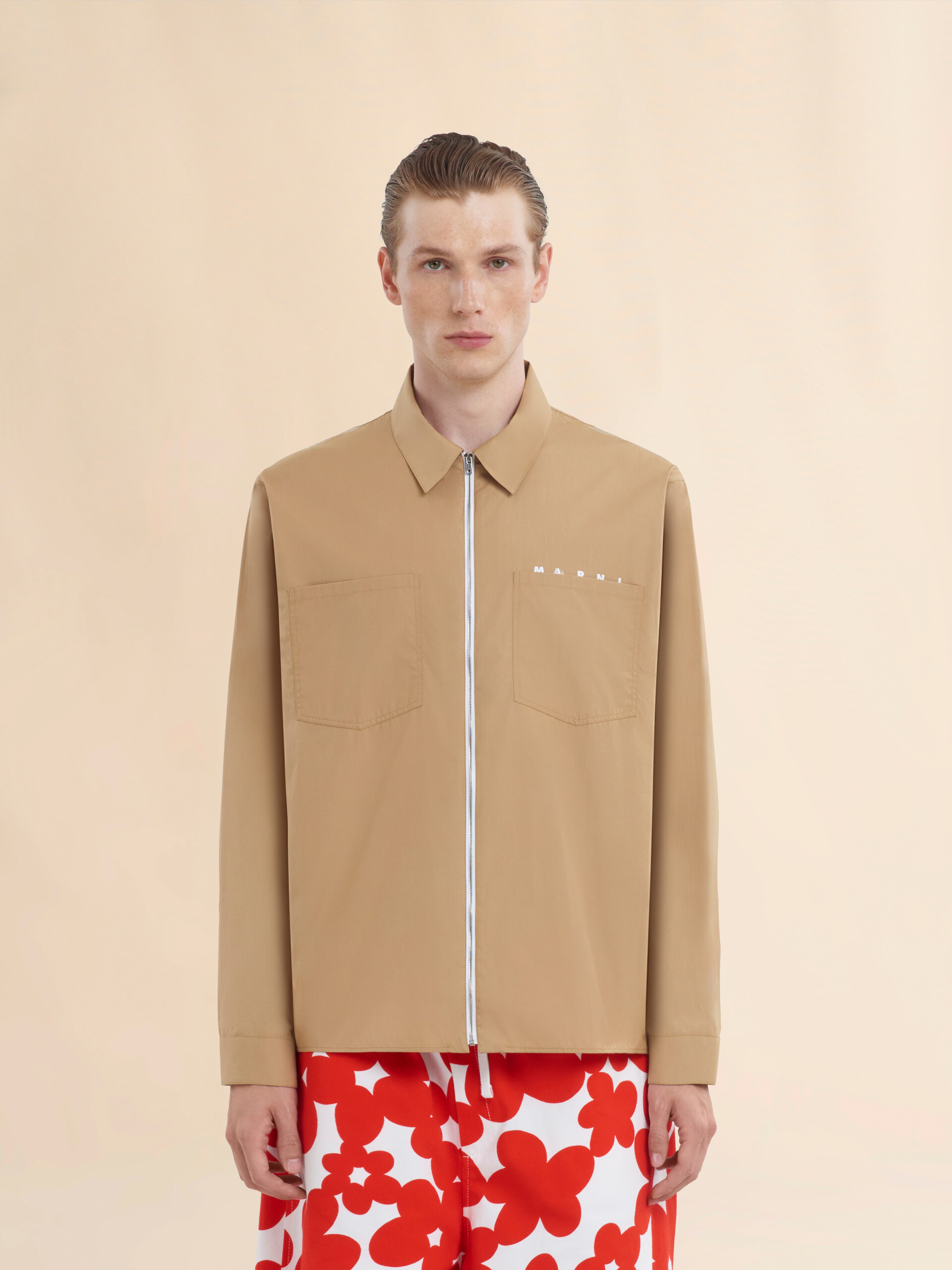 Chemise zippée en popeline biologique blanche avec logo dissimulé - Chemises - Image 2