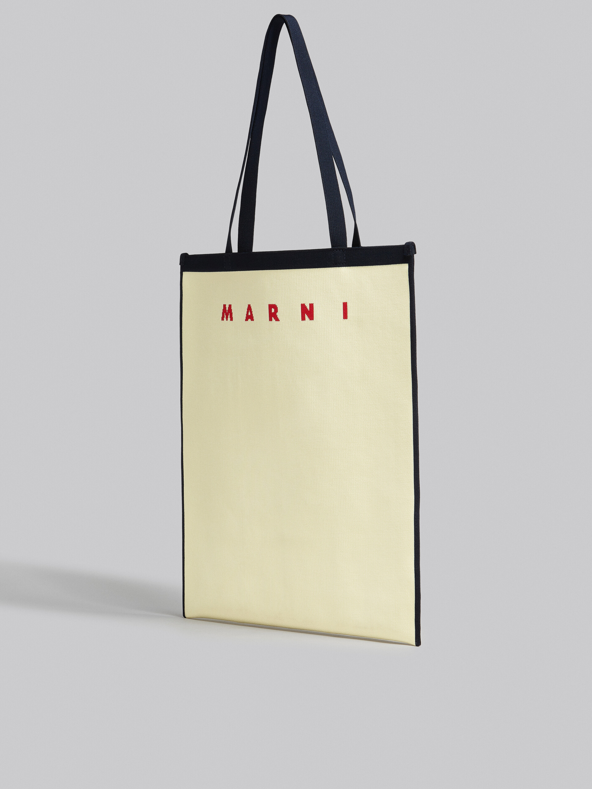 Ecru and blue Jacquard Tote Bag | Marni