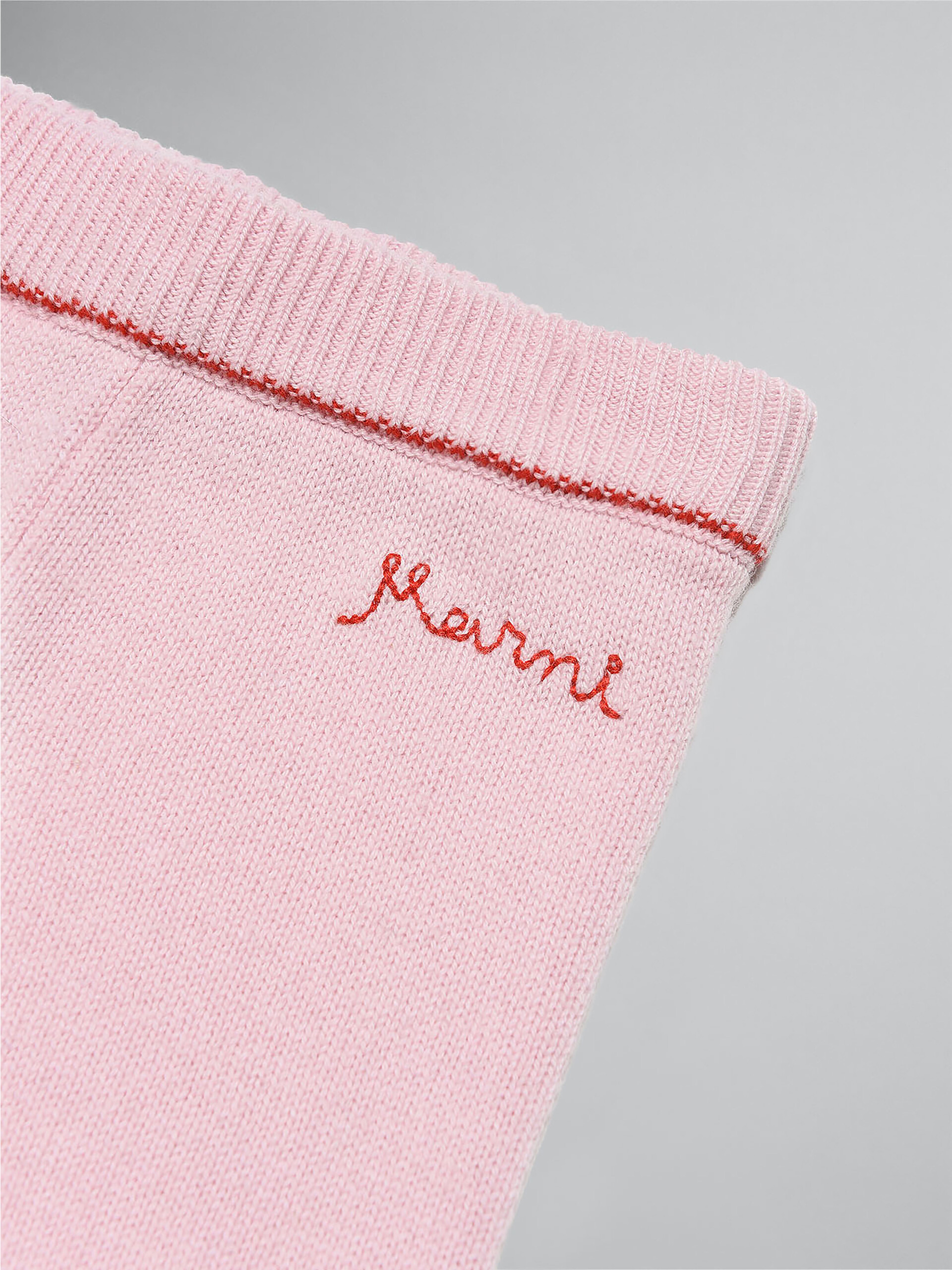Pink wool and cashmere trousers with logo - Pants - Image 3