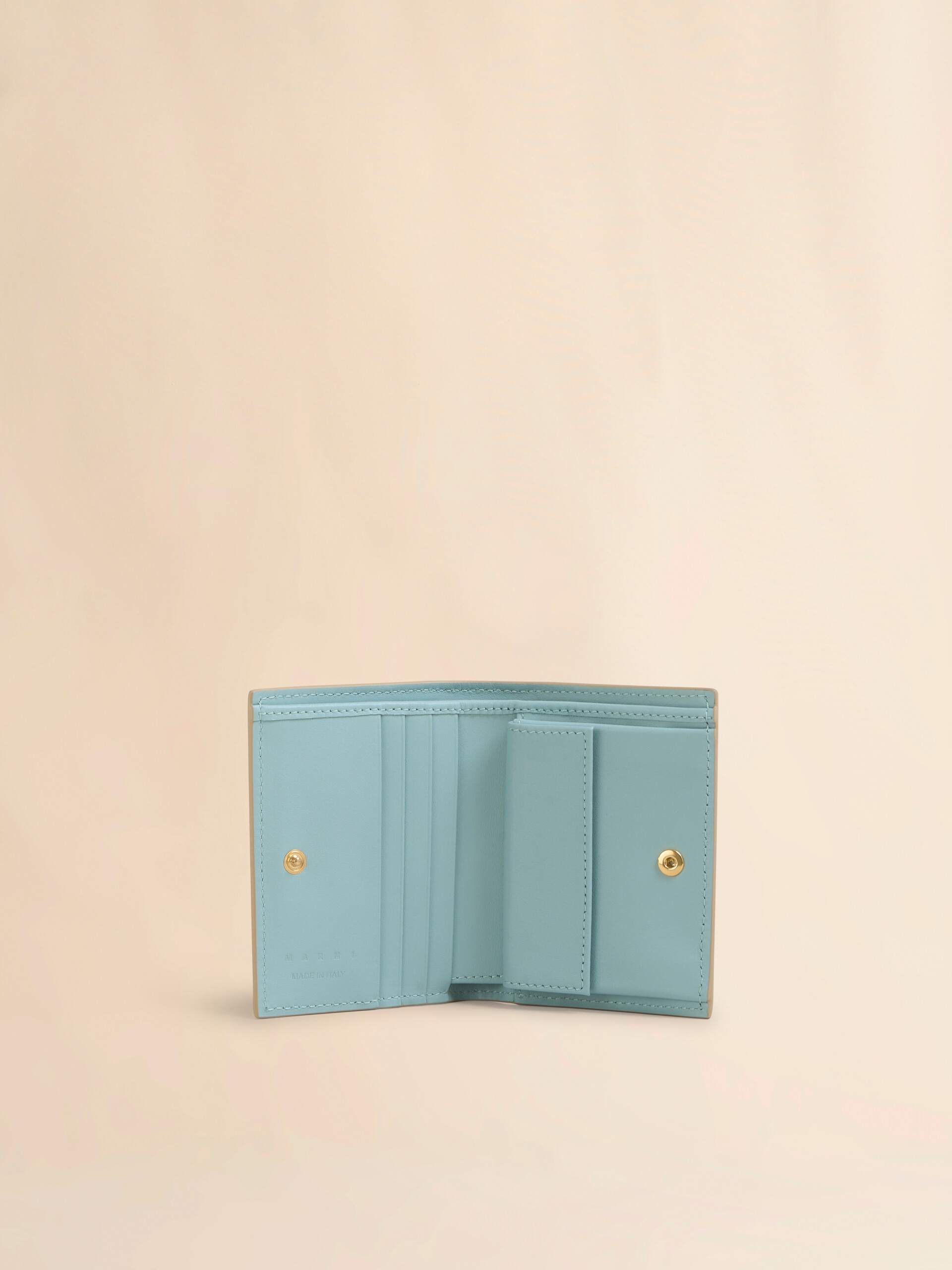 Sky blue bi-fold wallet with Marni Symbol embroidery - Wallets - Image 2
