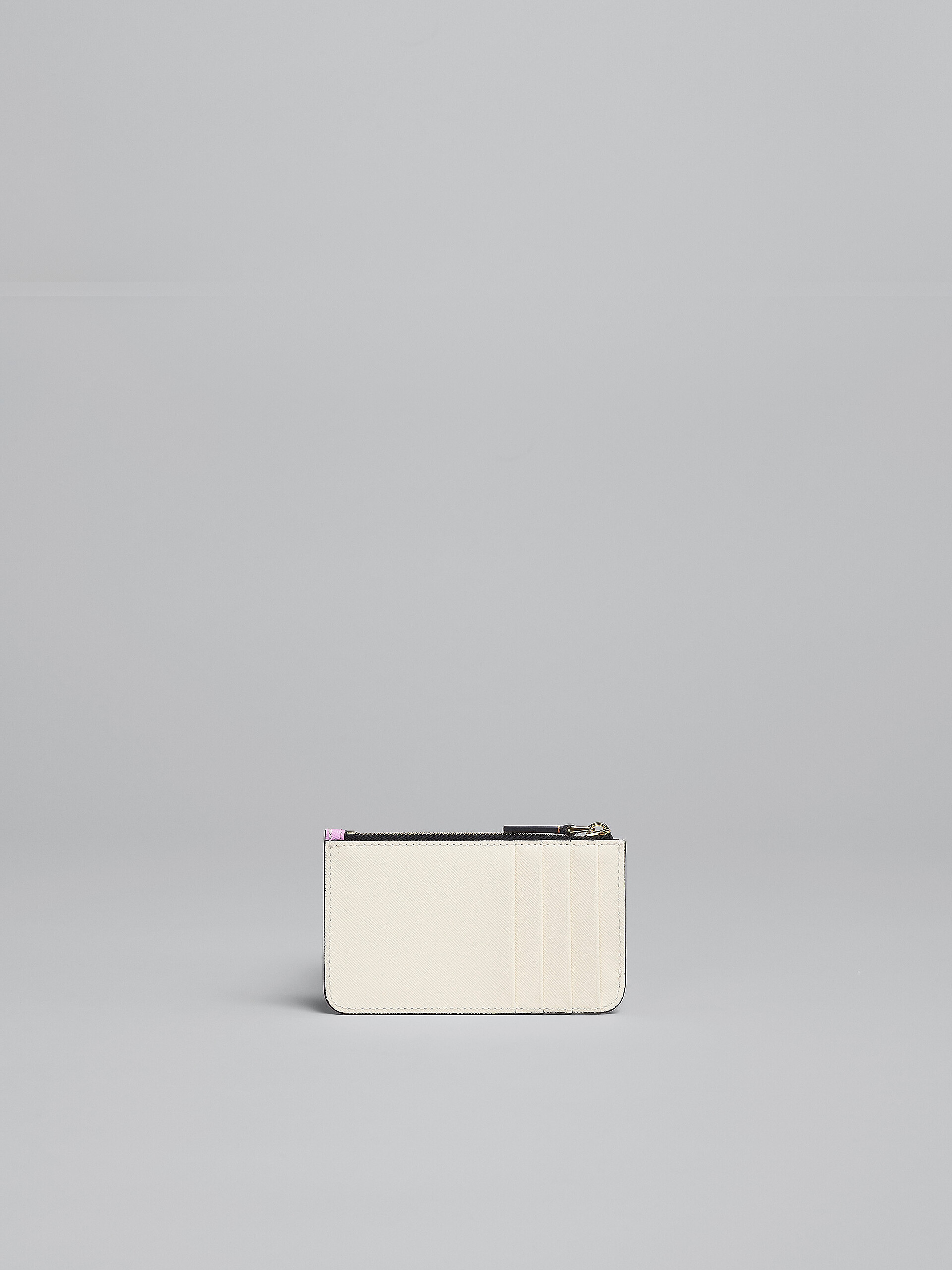 Kartenetui aus Saffiano-Leder in Braun, Rosa und Weiß - Brieftaschen - Image 3