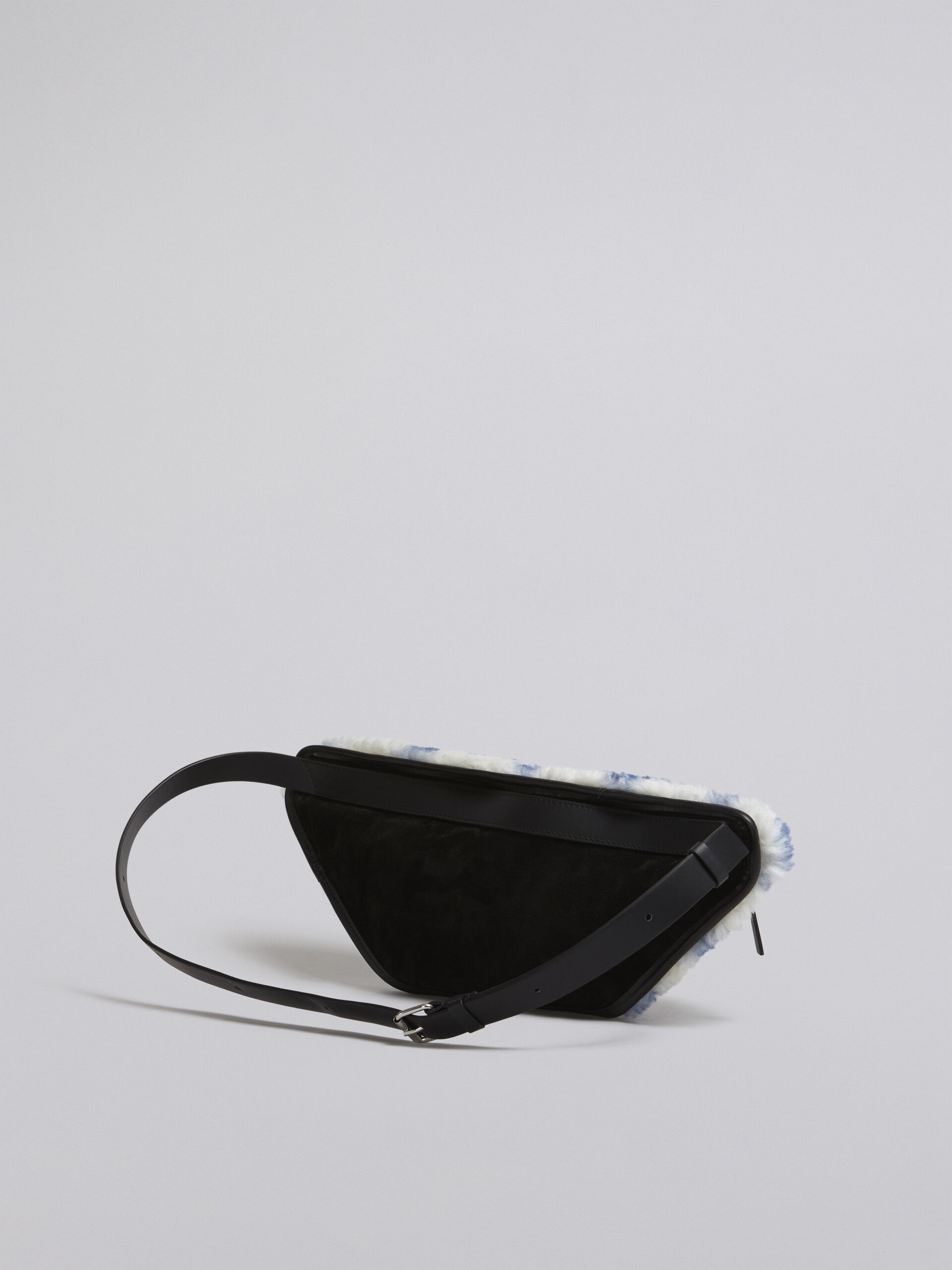 Suede and shearling belt bag with check sprayed motif - Belt Bags - Image 3