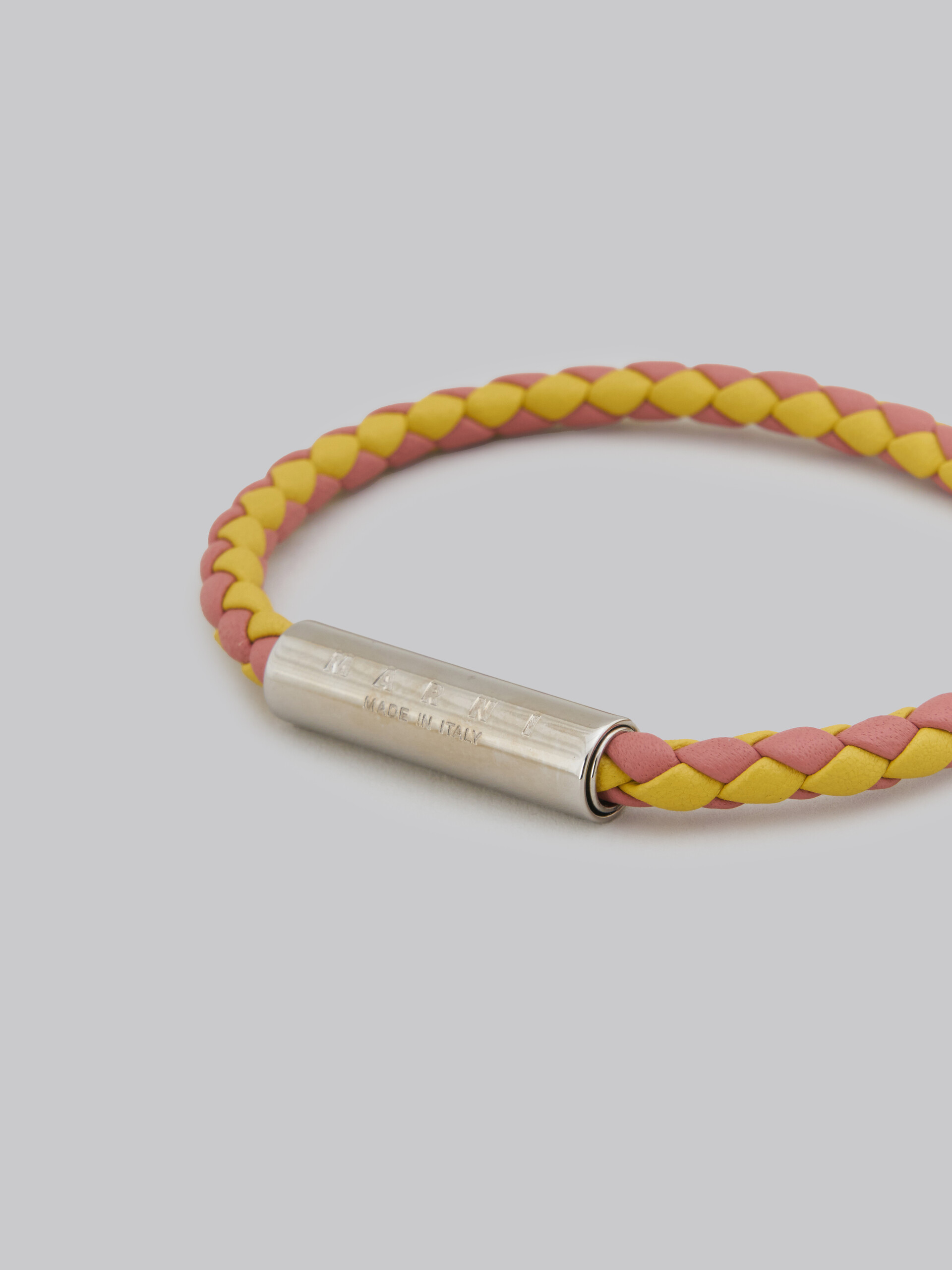 Yellow and pink woven leather bracelet - Bracelets - Image 4