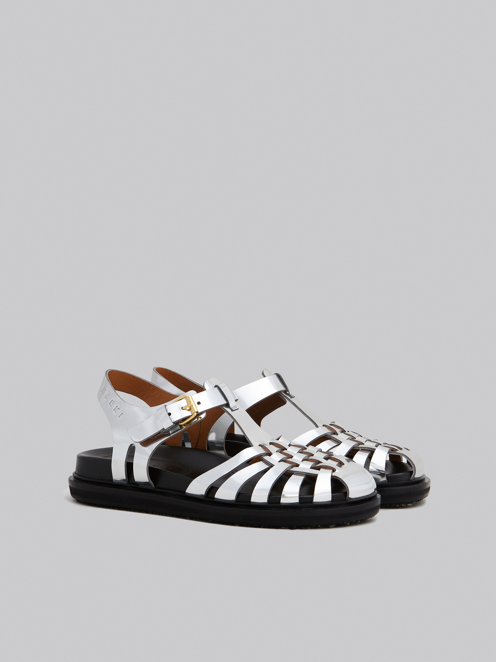 Silver mirrored leather fisherman's sandal - Sandals - Image 2