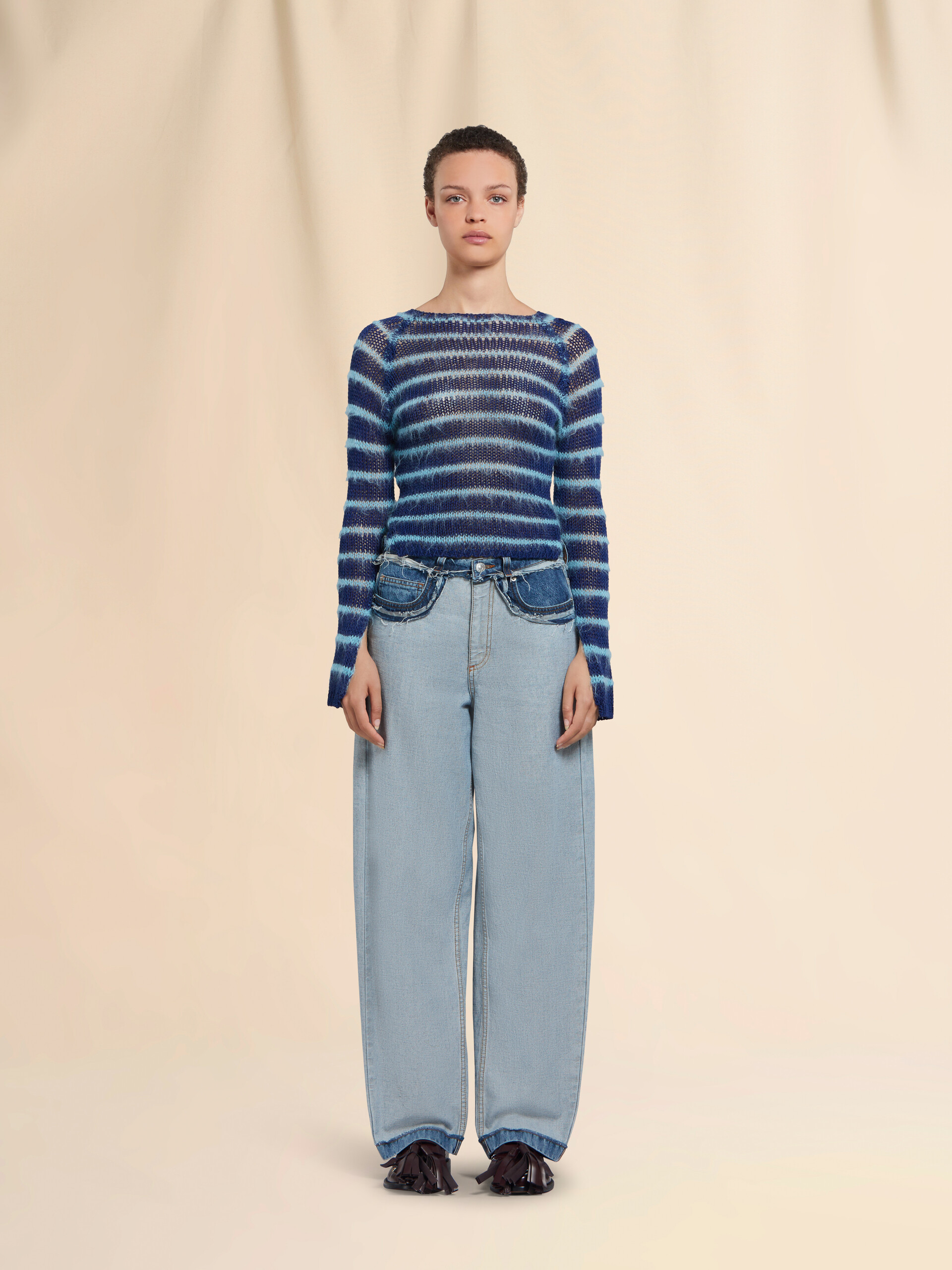 Blue inside-out denim carrot-fit jeans - Pants - Image 2