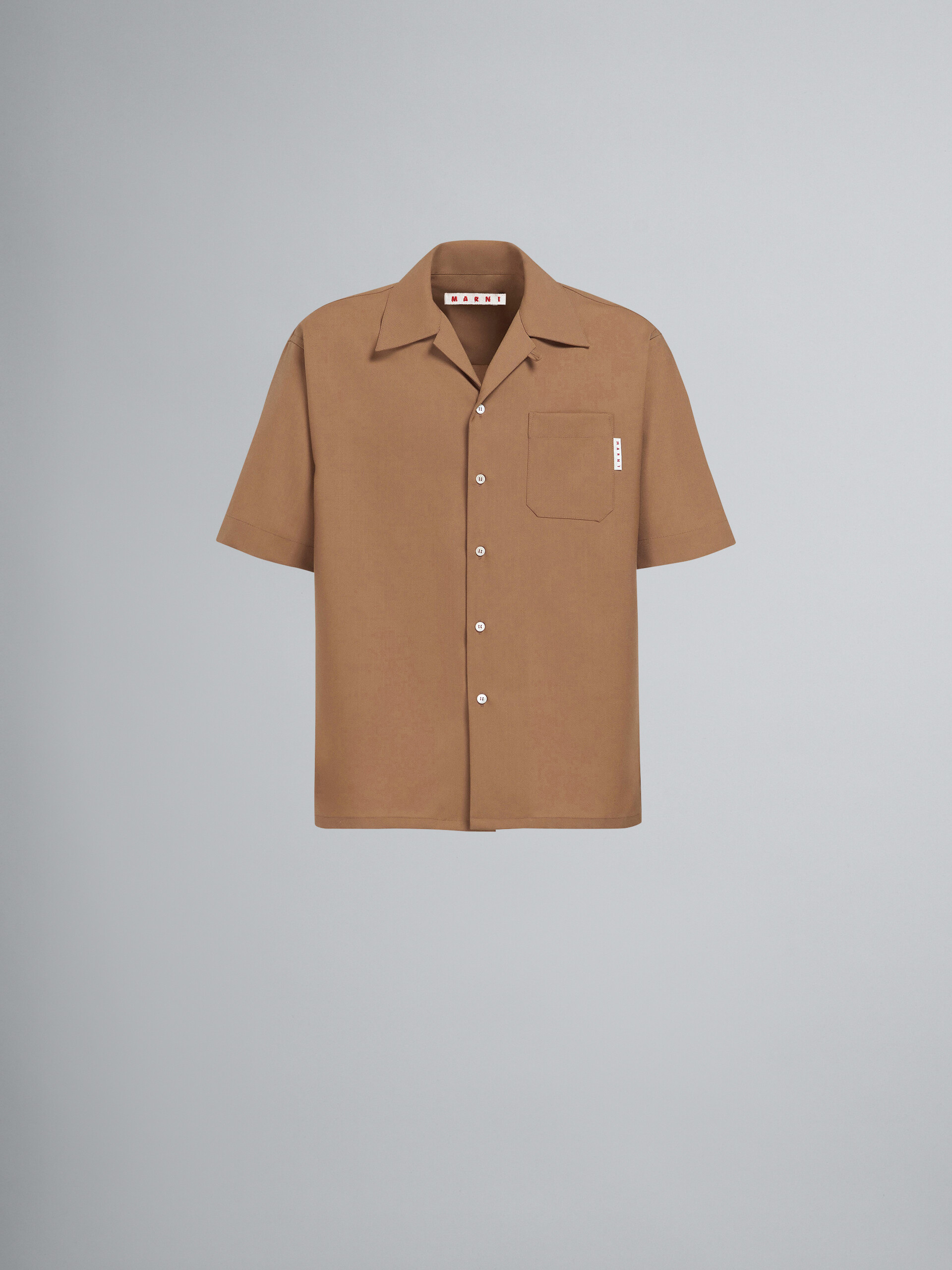 Beige tropical wool bowling shirt - Shirts - Image 1