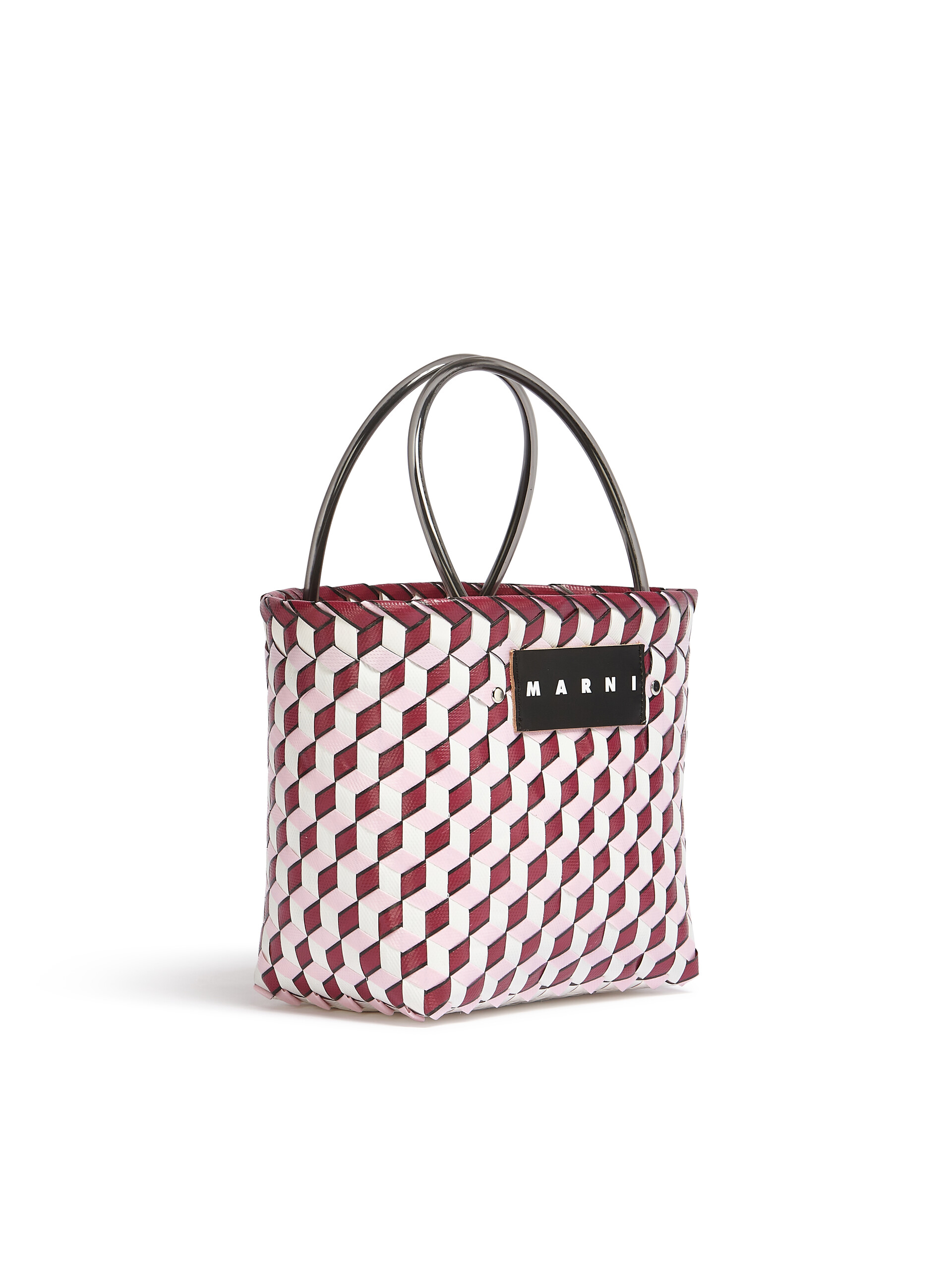 MARNI MARKET 3D BAG in burgundy cube woven material - Shopping Bags - Image 2