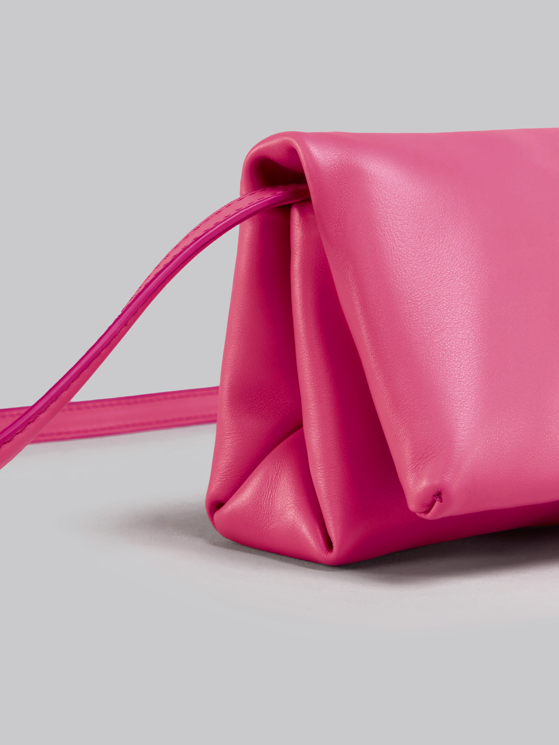 Pink leather mini Prisma pouch - Pochette - Image 5